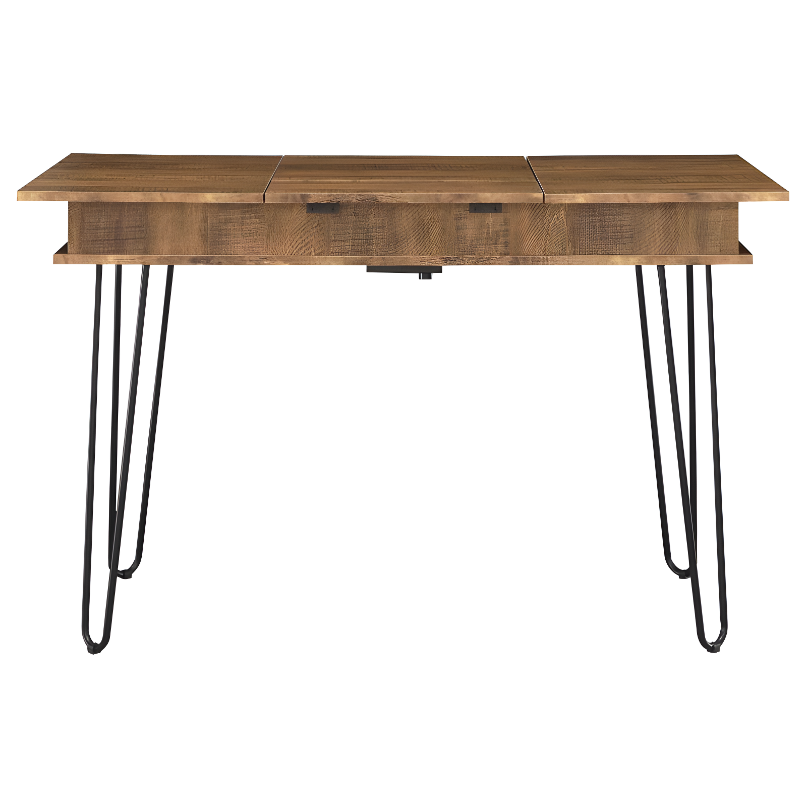 Sheeran Storage Writing Desk with Hairpin Legs Rustic Amber - Coaster: Industrial Style, Enclosed Cabinet, USB Ports