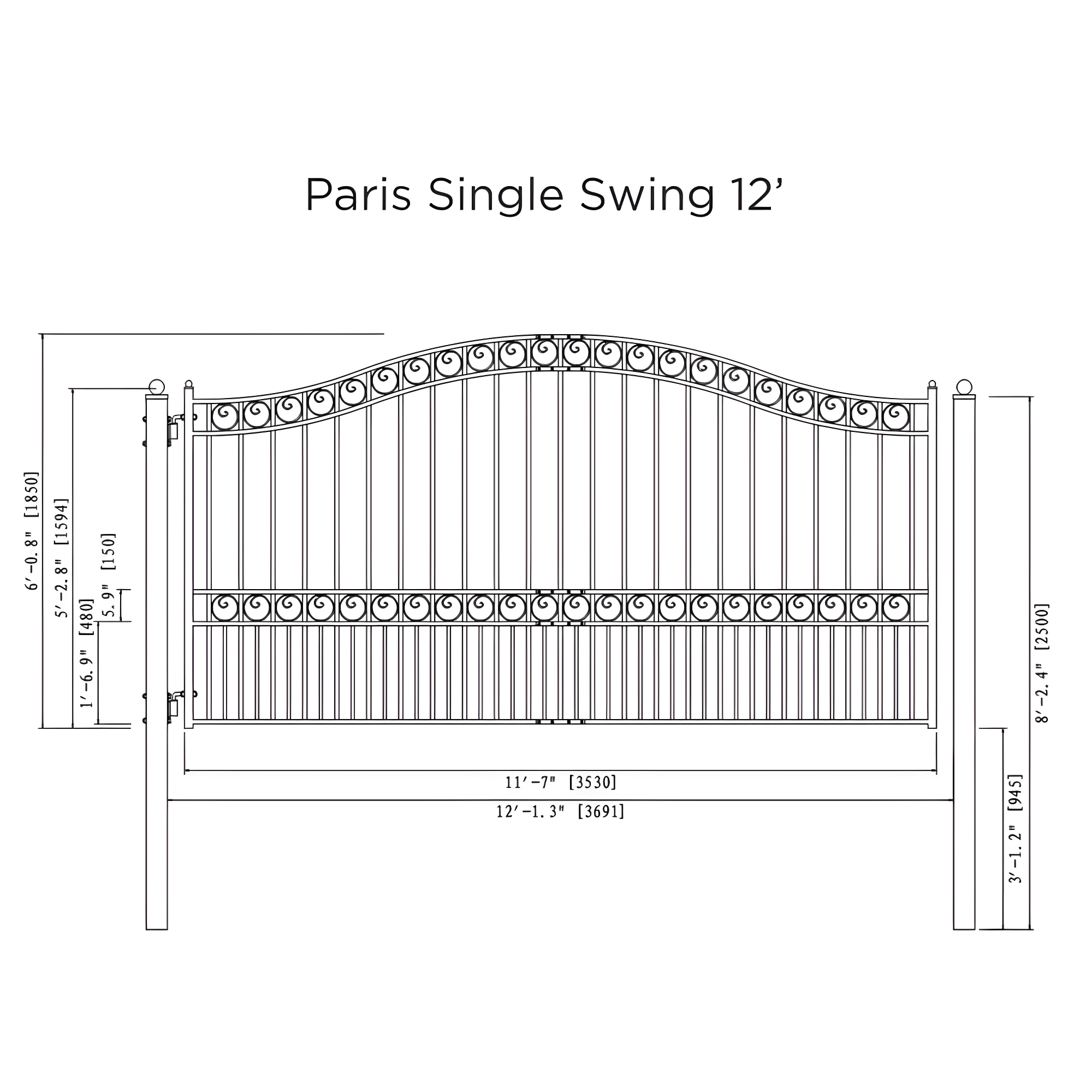 ALEKO Steel Single Swing Driveway Gate - PARIS Style | Wayfair