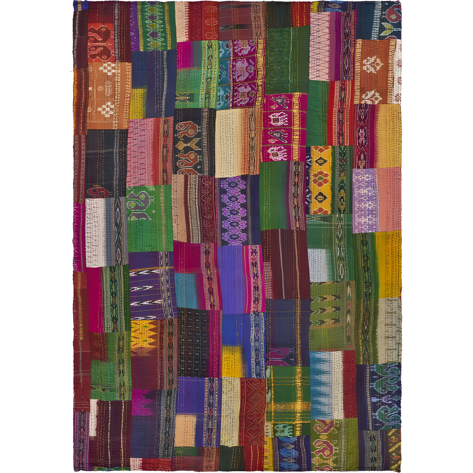 Rajani Home Handmade Kantha Silk Blend Throw Blanket