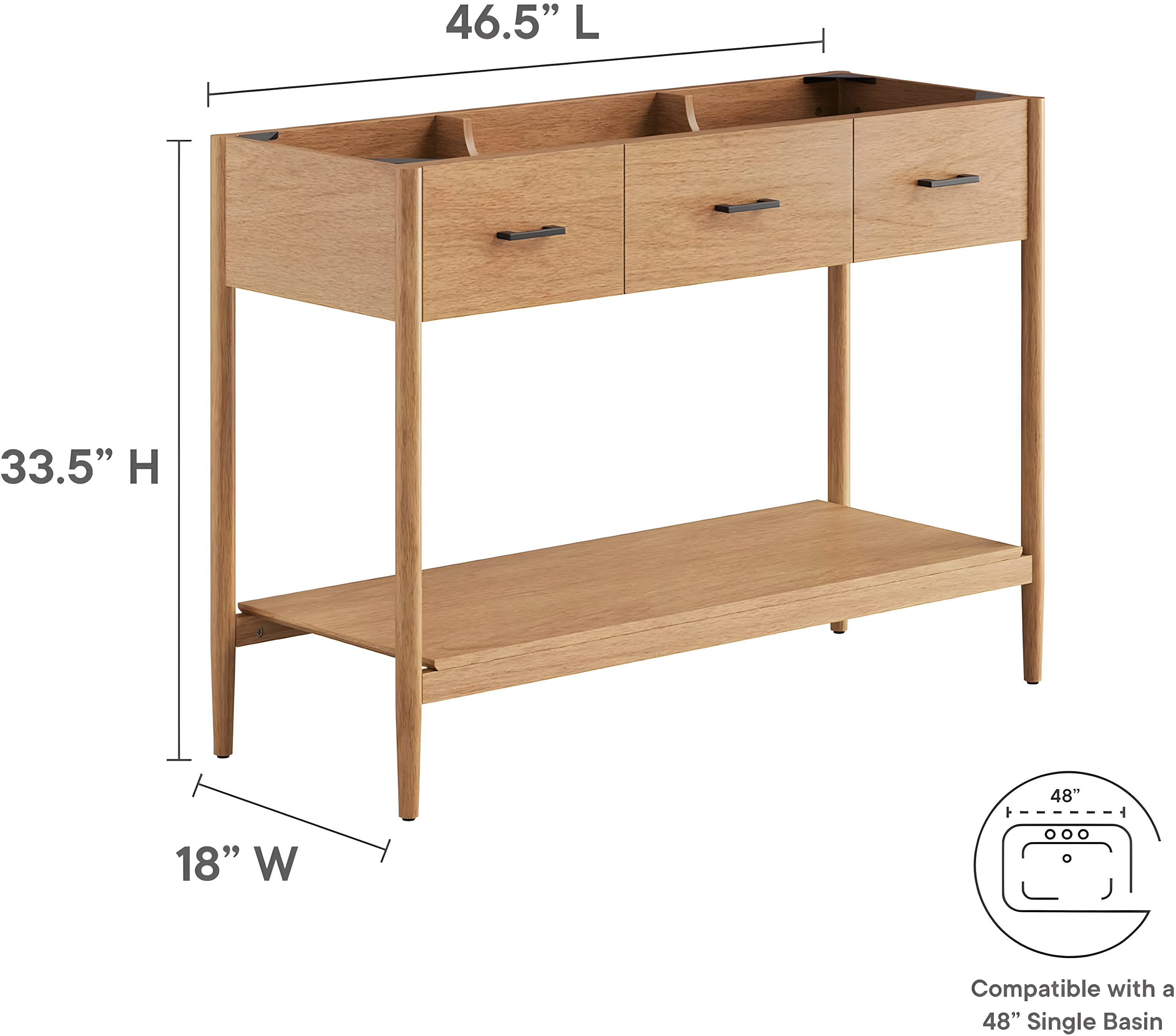 Modway Zaire 46.5" Double Bathroom Vanity Base Only