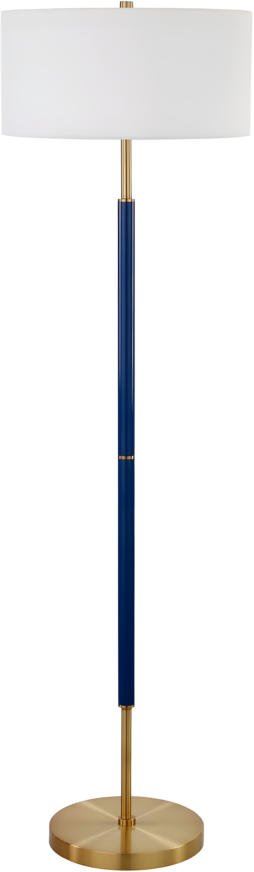 Evelyn&Zoe Simone 2-Light Floor Lamp with Fabric Shade, Blue/Brass/White