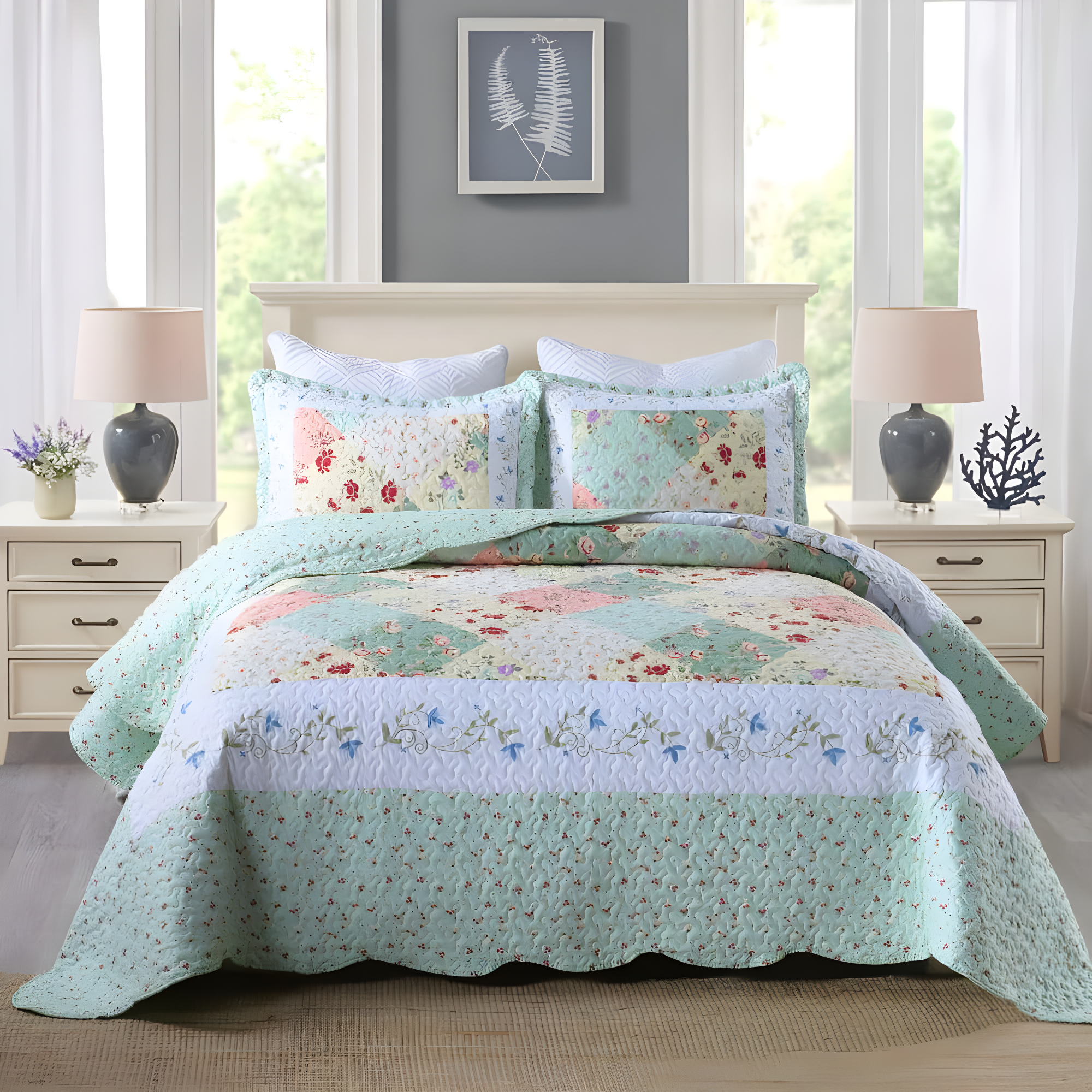 MarCielo Floral Quilt Set