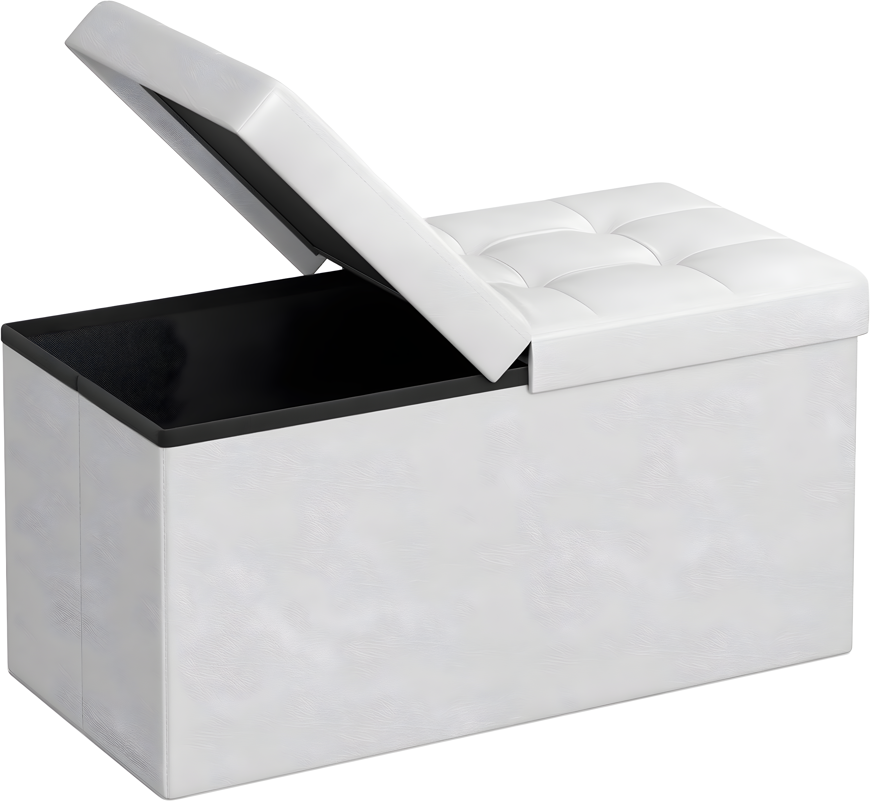 SONGMICS 30 Inches Folding Storage Ottoman Bench with Flipping Lid White