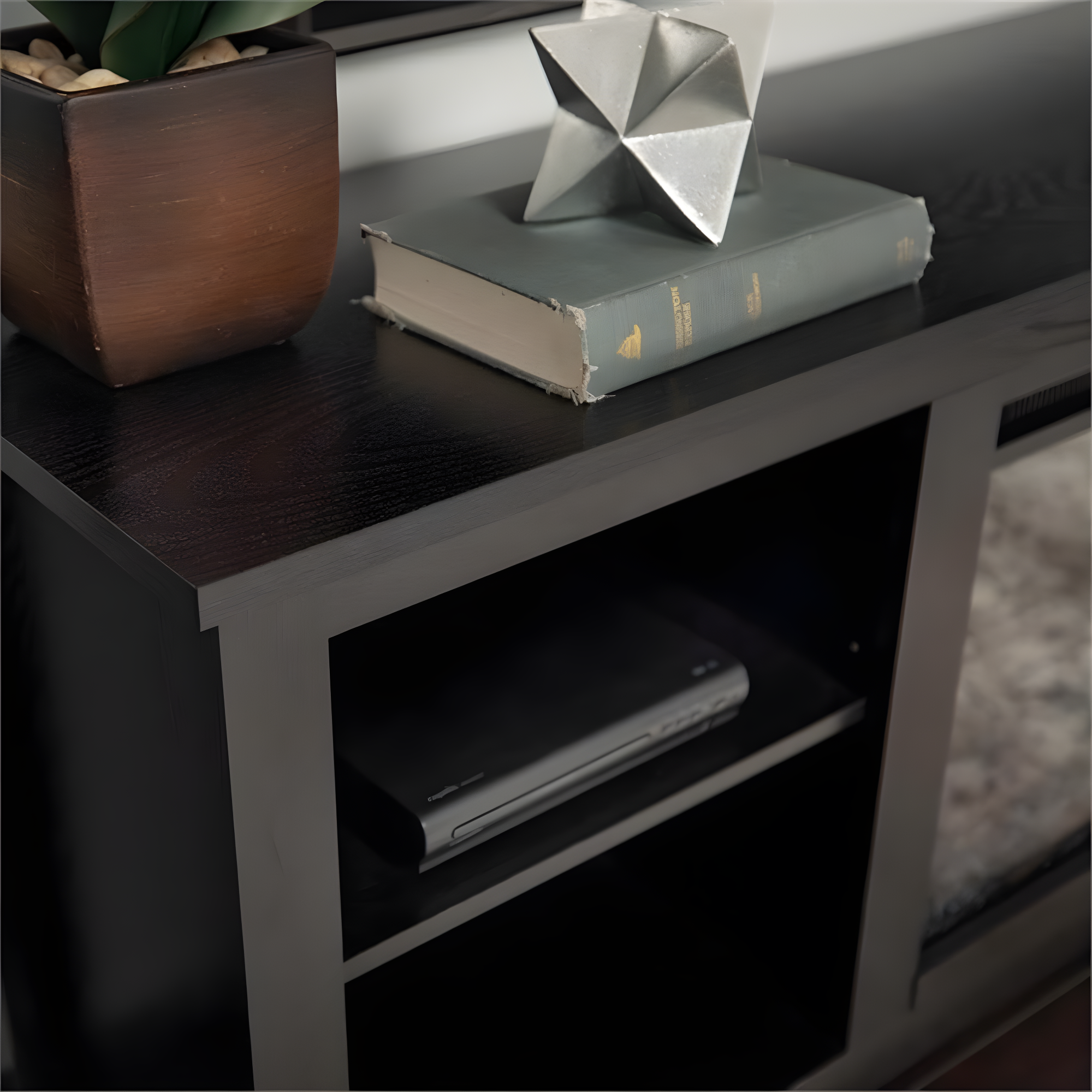 Walker Edison Traditional Fireplace TV Stand for TVs Up to 64" - Black