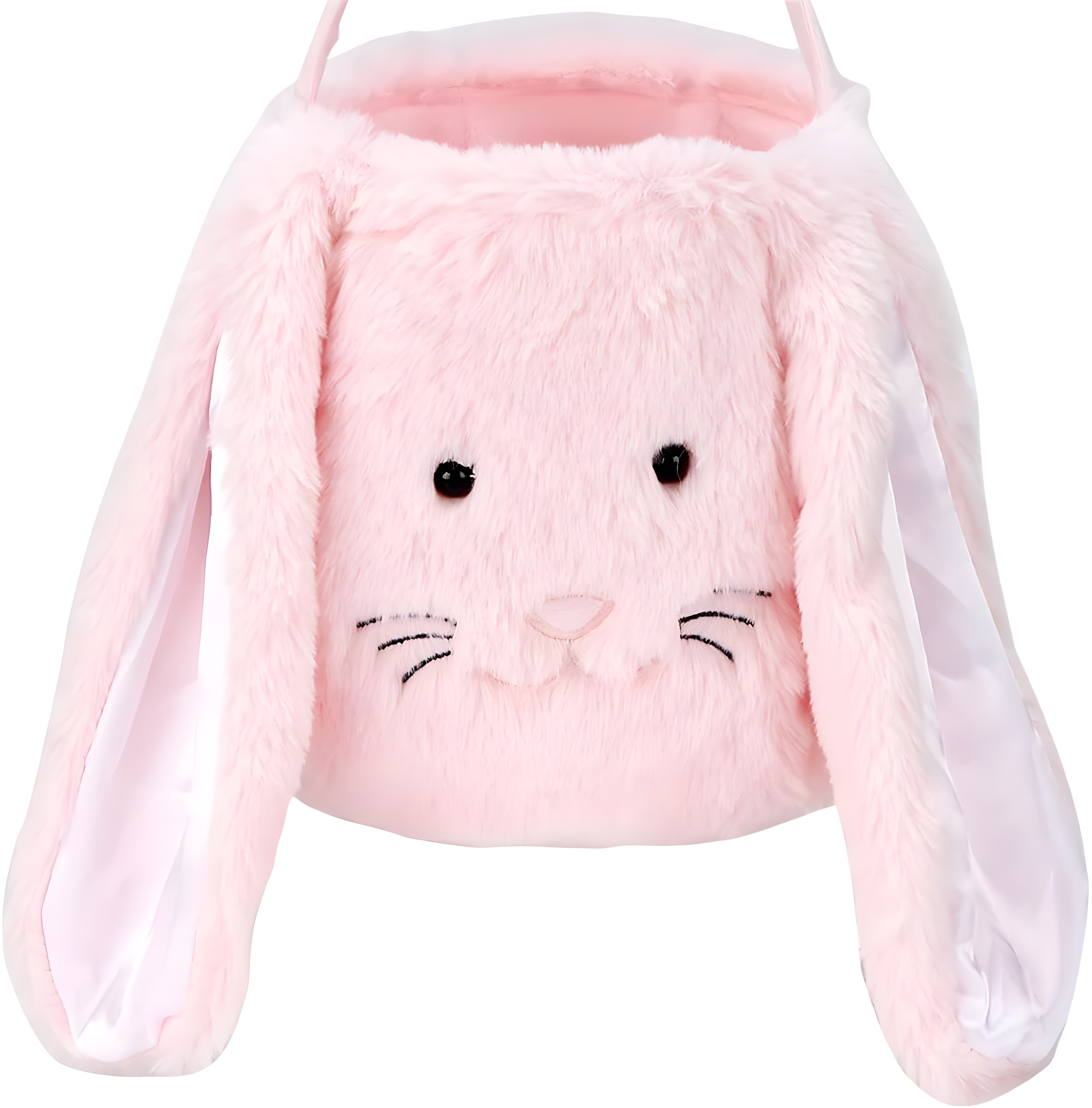 Easter Bunny Tote Bag, Cute Fuzzy Rabbit Ears Soft Plush Candy Handle Bag Eggs Basket Gift Bag for Kids Holiday Decorations