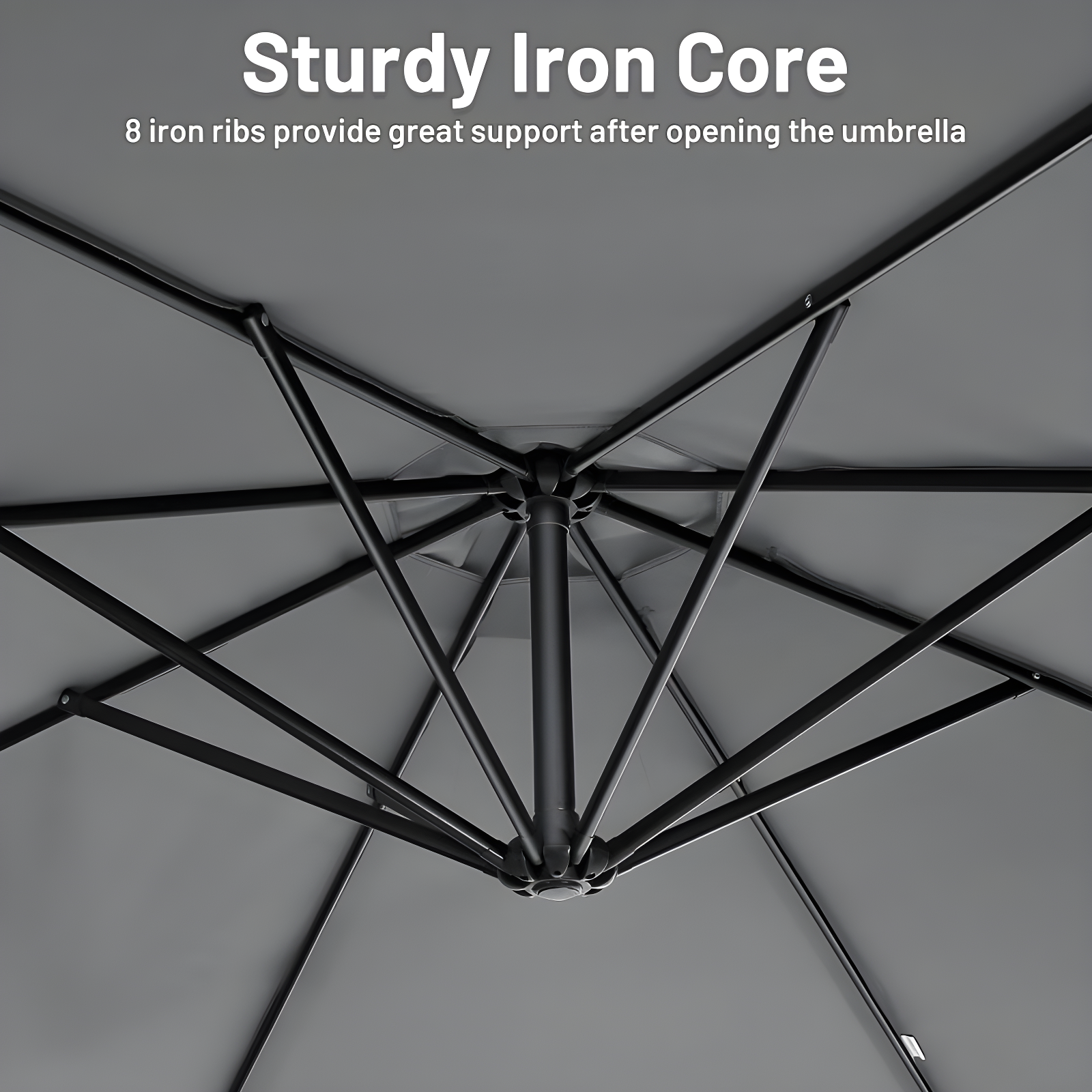 Costway  10 FT Patio Offset Umbrella w/8 Ribs Cross Base Tilt Grey