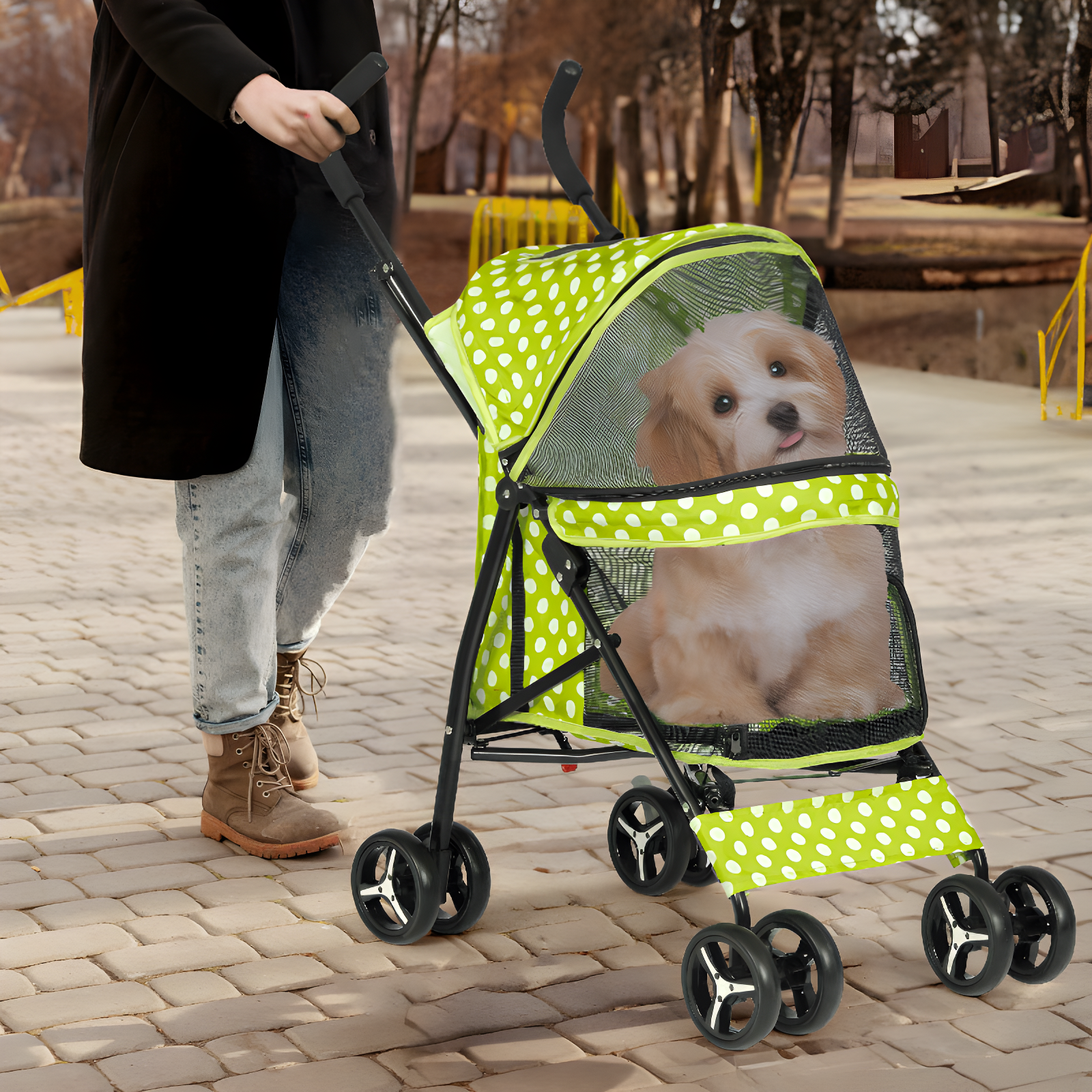Magshion Pet Stoller Dog Cat Stoller Comfortable Lightweight Stroller With Adjustable Canopy