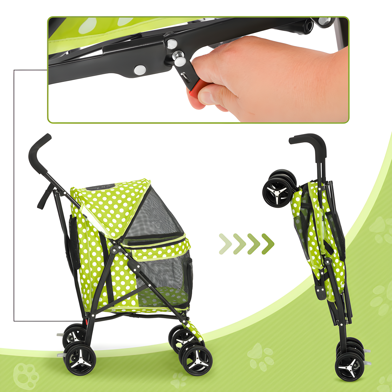 Magshion Pet Stoller Dog Cat Stoller Comfortable Lightweight Stroller With Adjustable Canopy