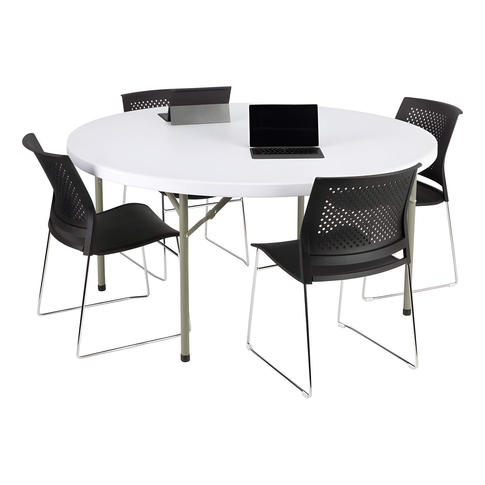 Norwood Commercial Furniture Round Blow-Molded Plastic Indoor/Outdoor Folding Training Table