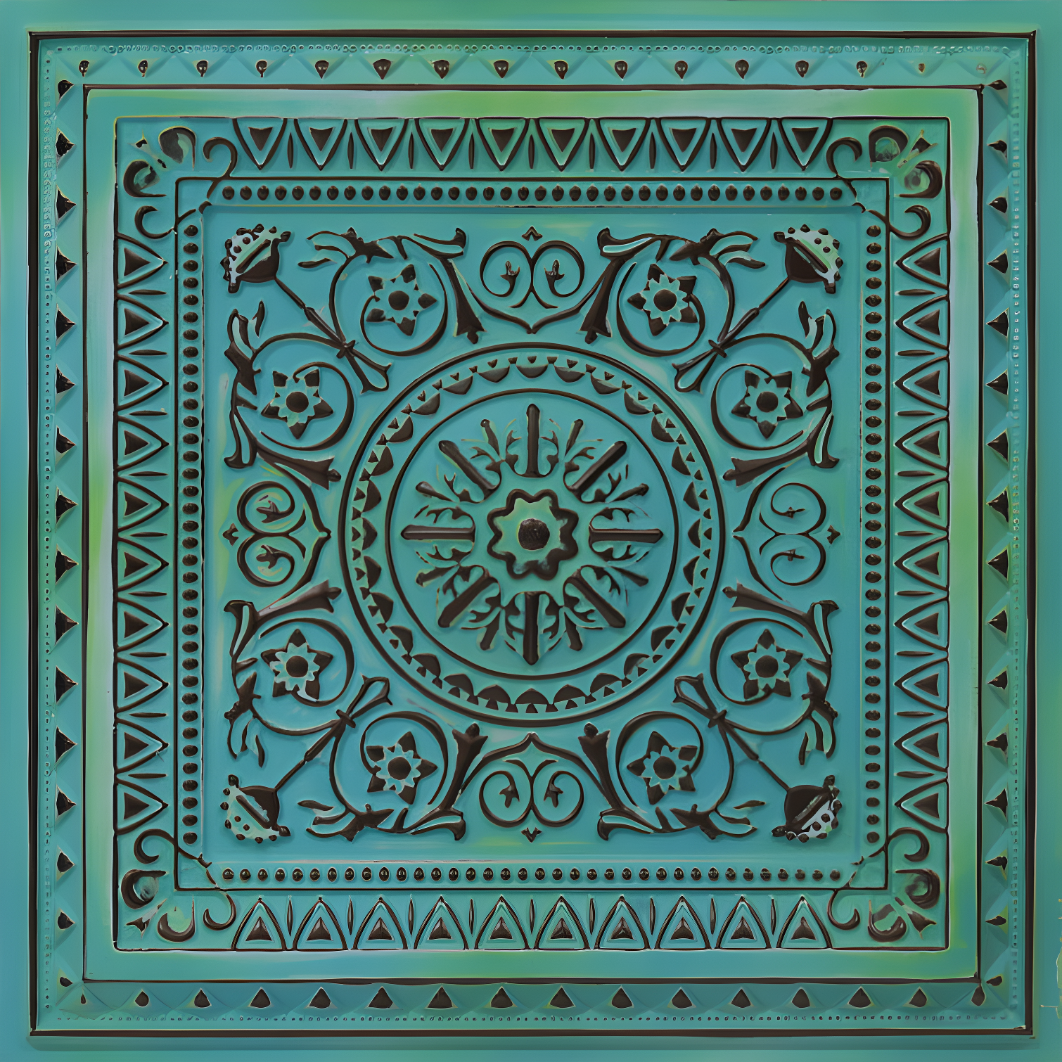 uDecor Marseille 24'' W Textured PVC Drop-In Ceiling Tile In Antique Gold (Set of 10)