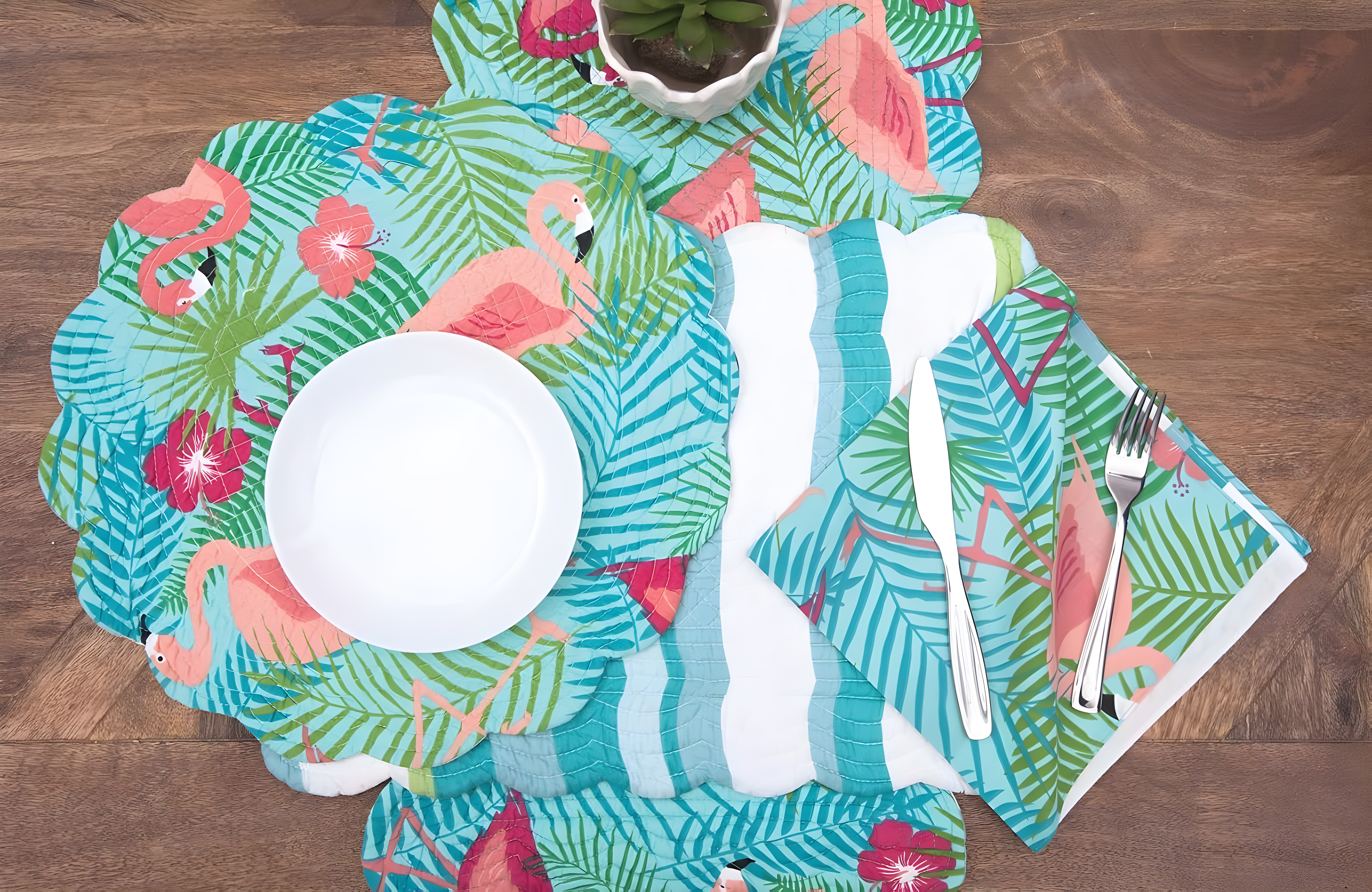 C&F Home Isla Island Cotton Quilted Reversible Rectangular Placemat Set of 6