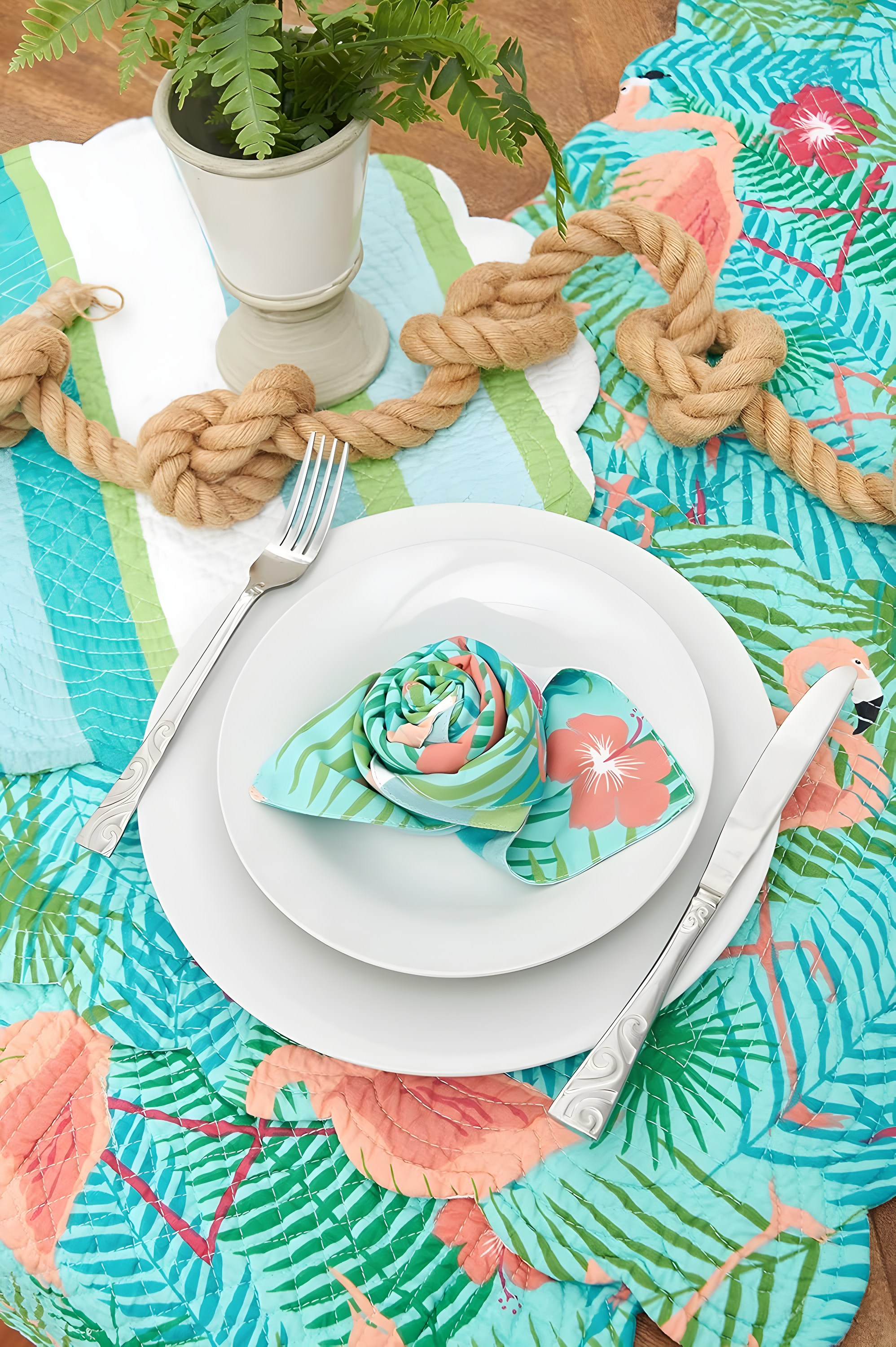 C&F Home Isla Island Cotton Quilted Reversible Rectangular Placemat Set of 6
