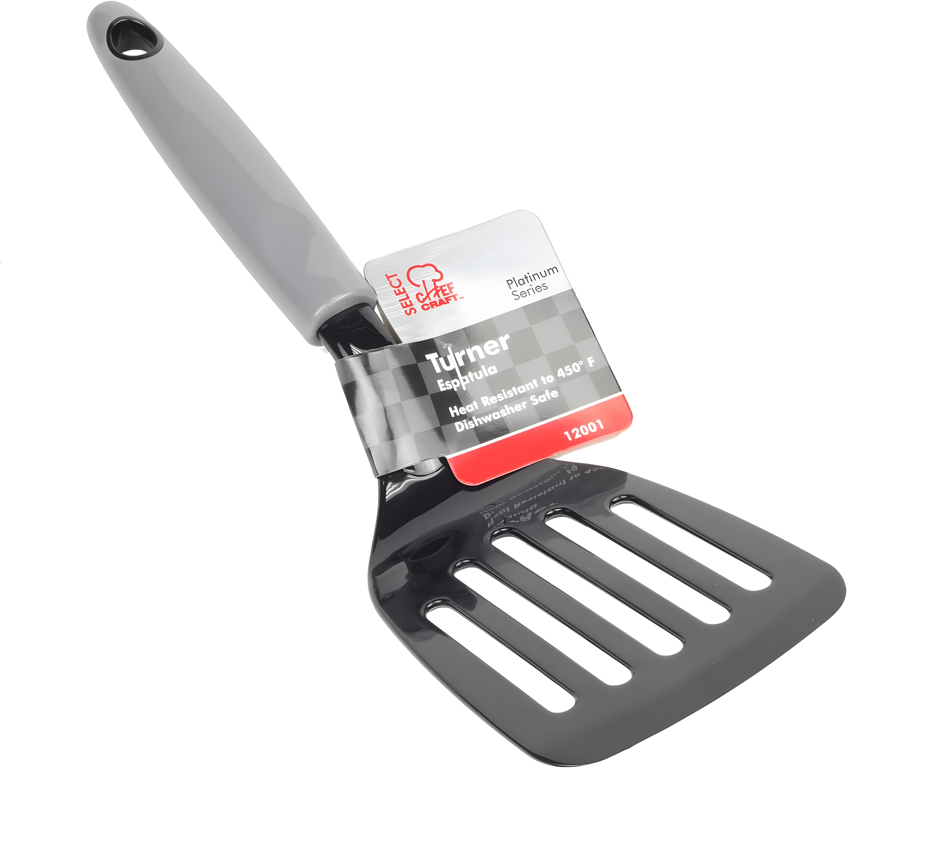 Chef Craft Select Nylon Short Turner/Spatula, 10.5 inch, Gray