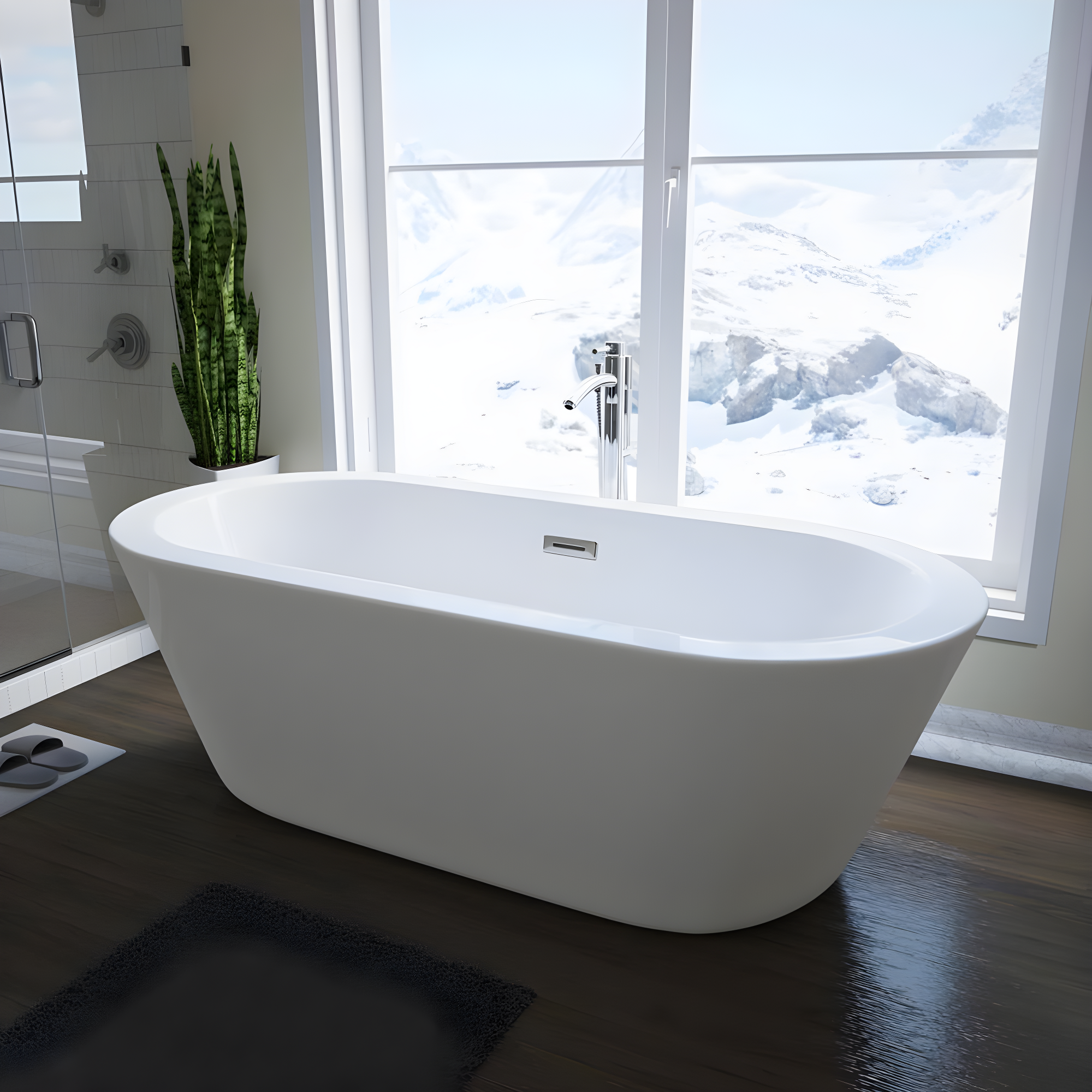 Mermaid 71'' x 33.5'' Freestanding Soaking Acrylic Bathtub