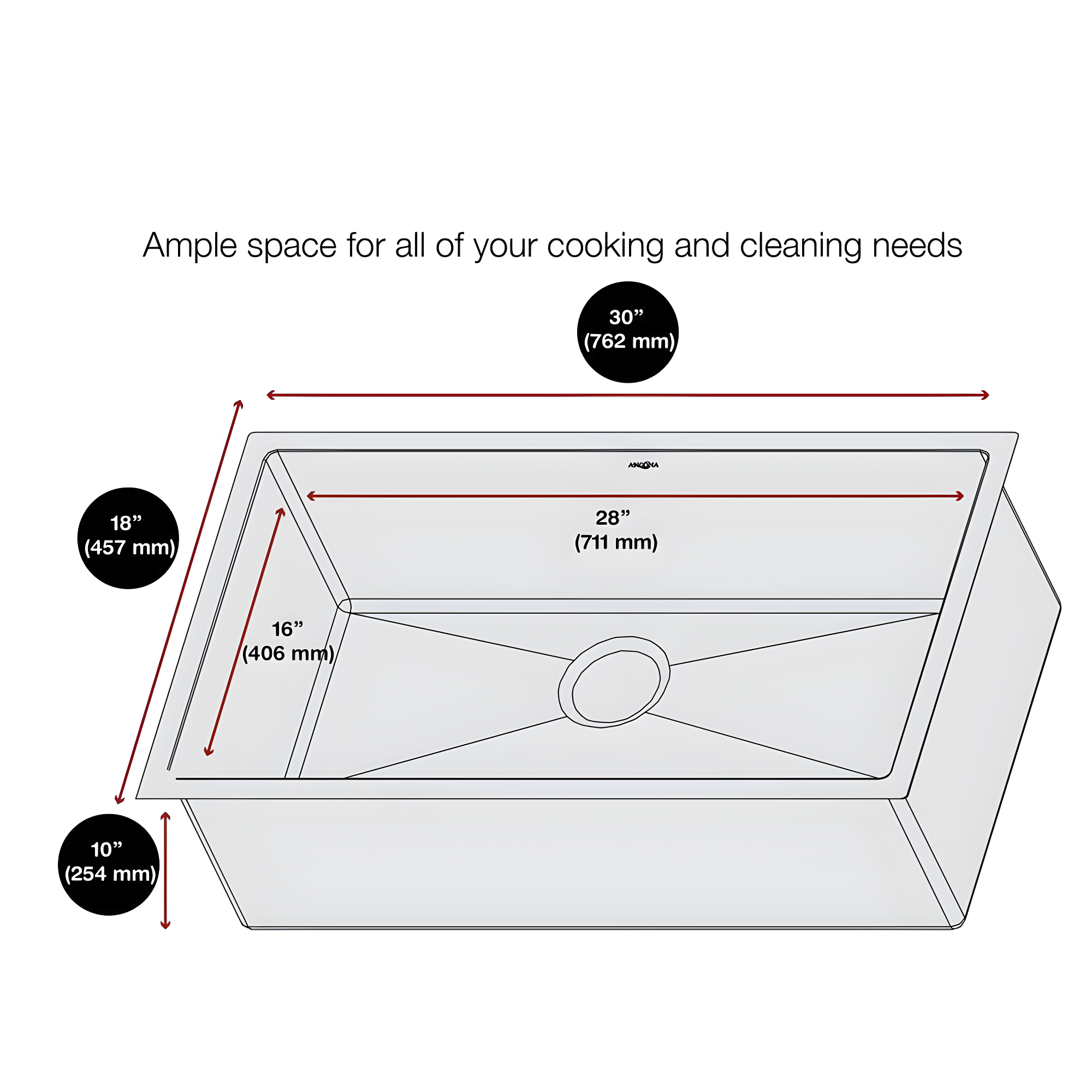 Ancona Prestige Series Stainless Steel 30'' x 18'' Undermount Kitchen Sink with Grid and Strainer