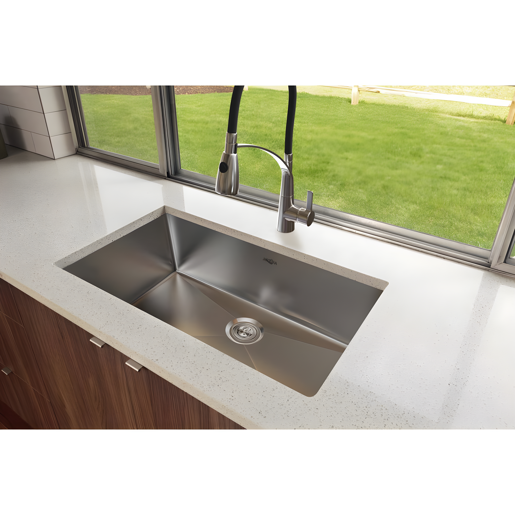 Ancona Prestige Series Stainless Steel 30'' x 18'' Undermount Kitchen Sink with Grid and Strainer