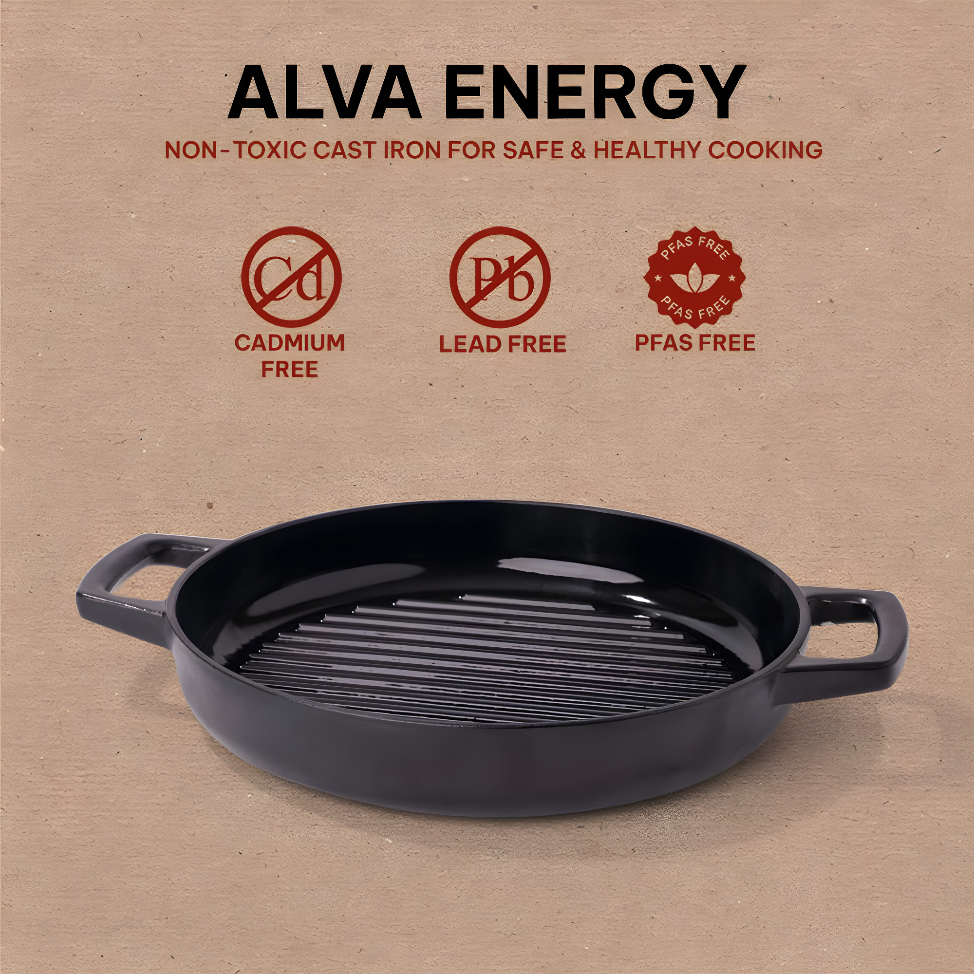 Alva Alva Nori 11" Premium Enameled Cast Iron Grill Pan
