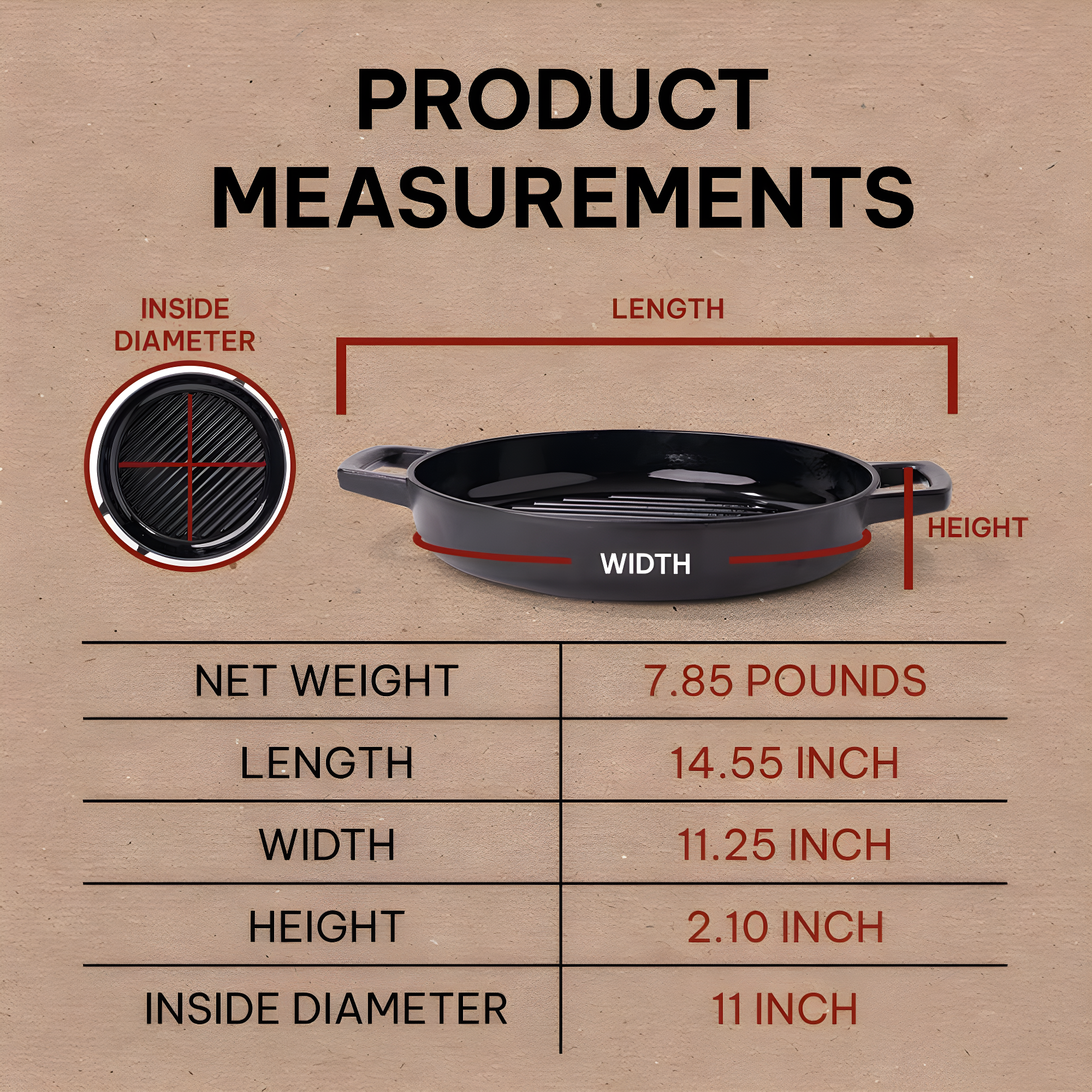 Alva Alva Nori 11" Premium Enameled Cast Iron Grill Pan