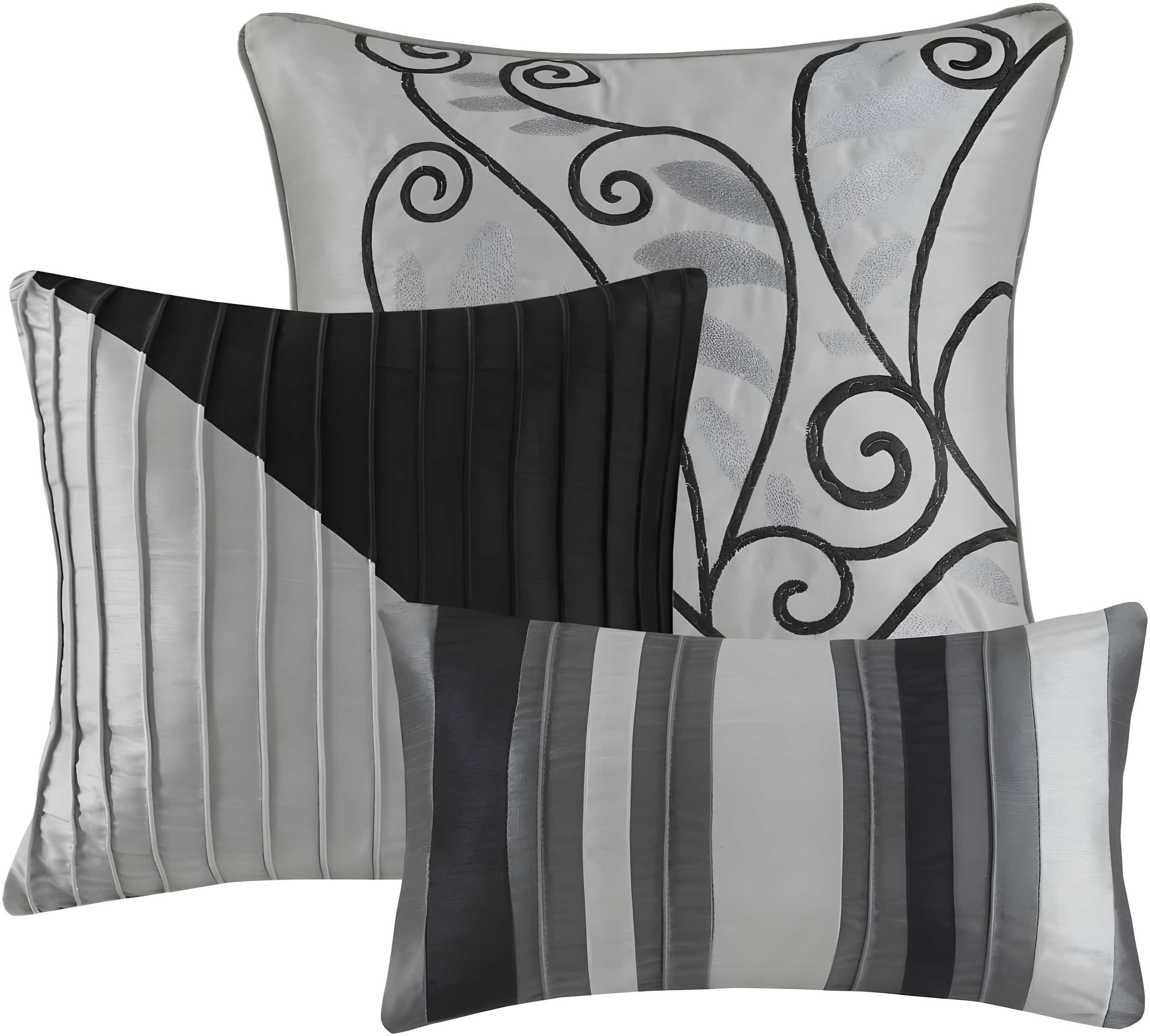 Madison Park Amherst 7 Piece Striped and Pleated Comforter Set