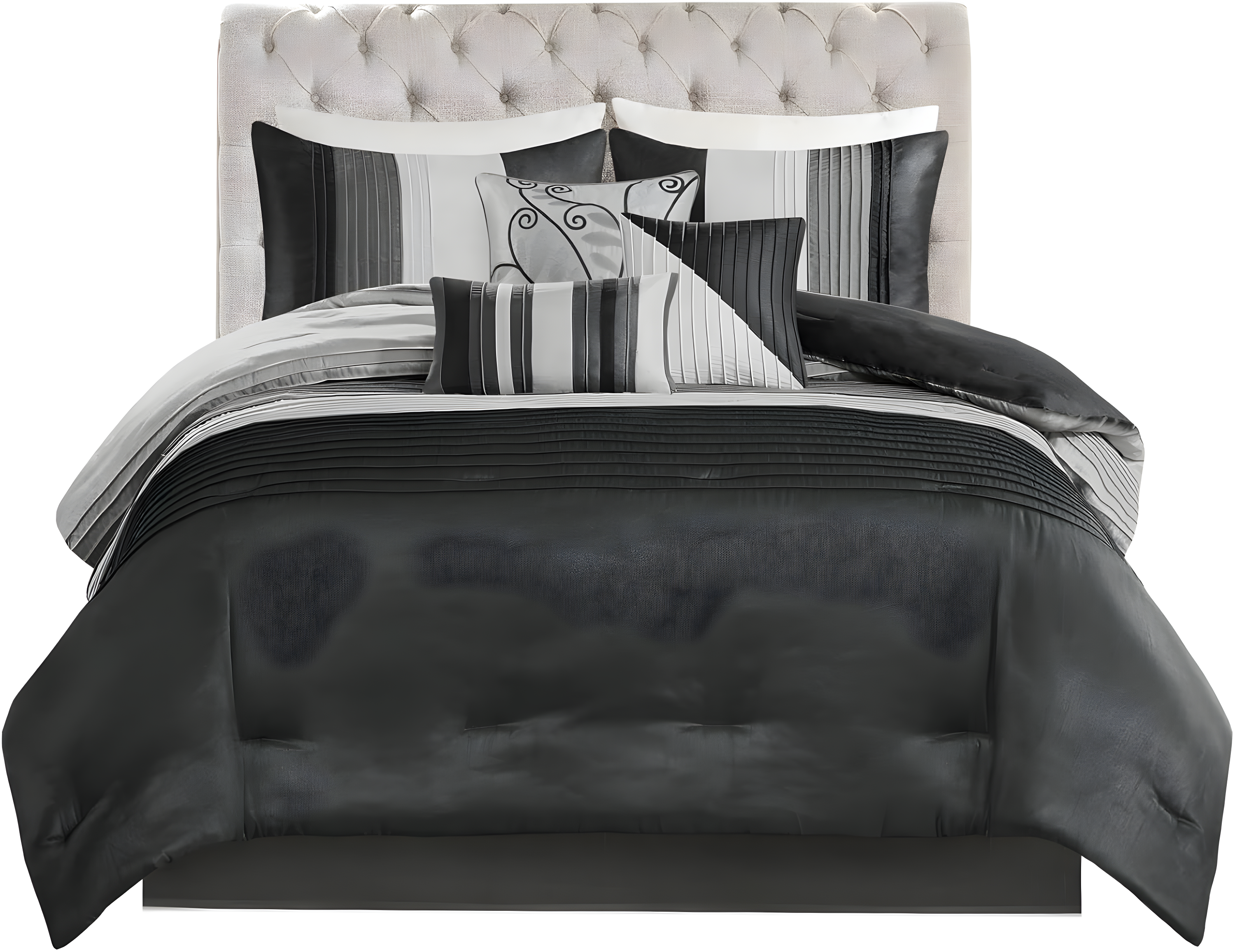 Madison Park Amherst 7 Piece Striped and Pleated Comforter Set
