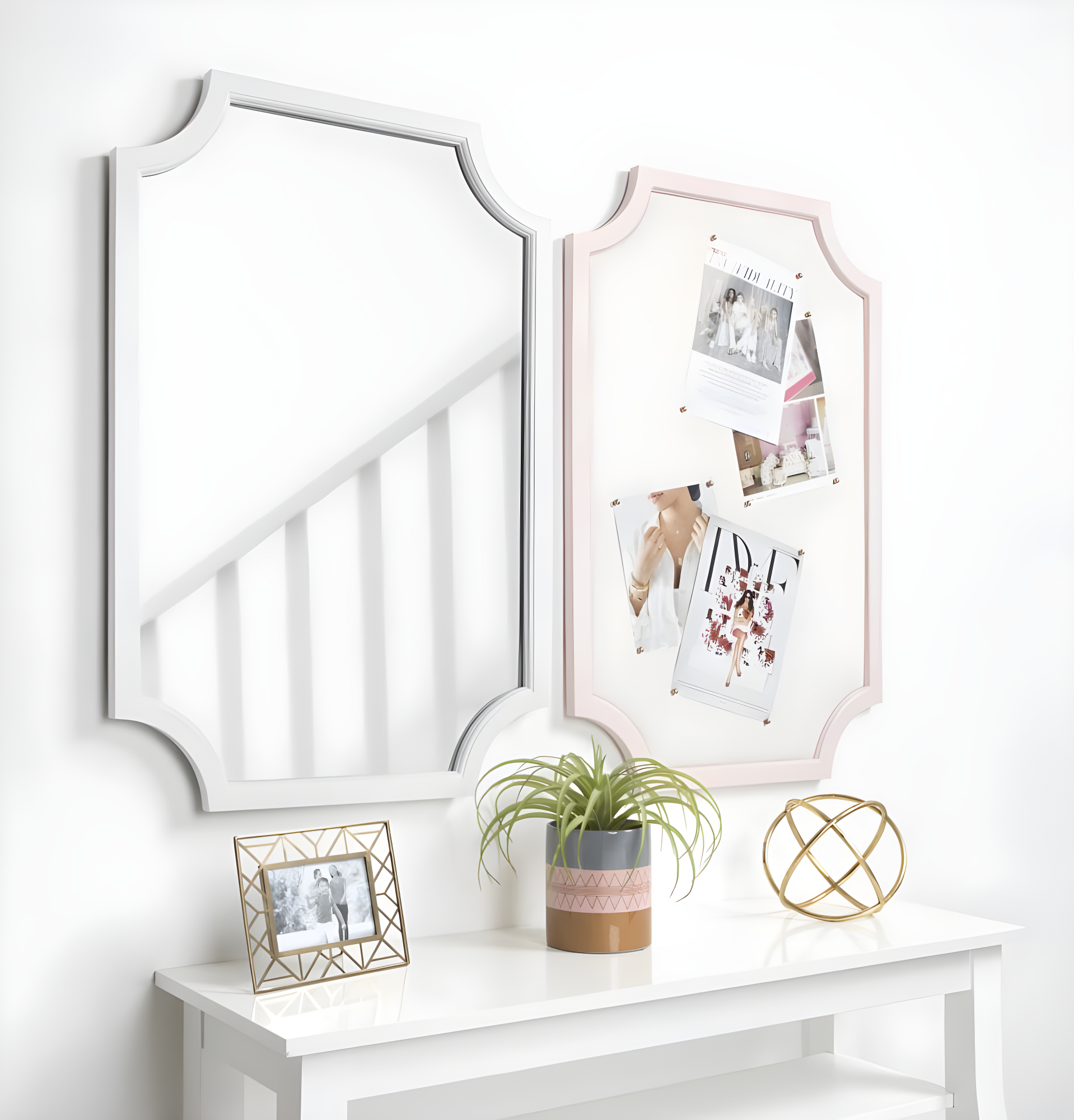 24" x 36" Hogan Framed Scallop Wall Mirror White - Kate and Laurel