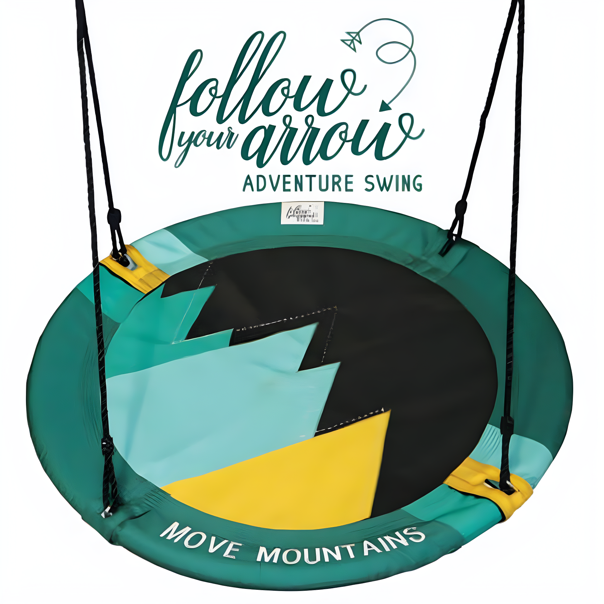 M&M Sales Enterprise Fabric Green Web / Saucer Swing Saucer Seat, Ropes, Spring Clips with Mounting Hangers and Chains