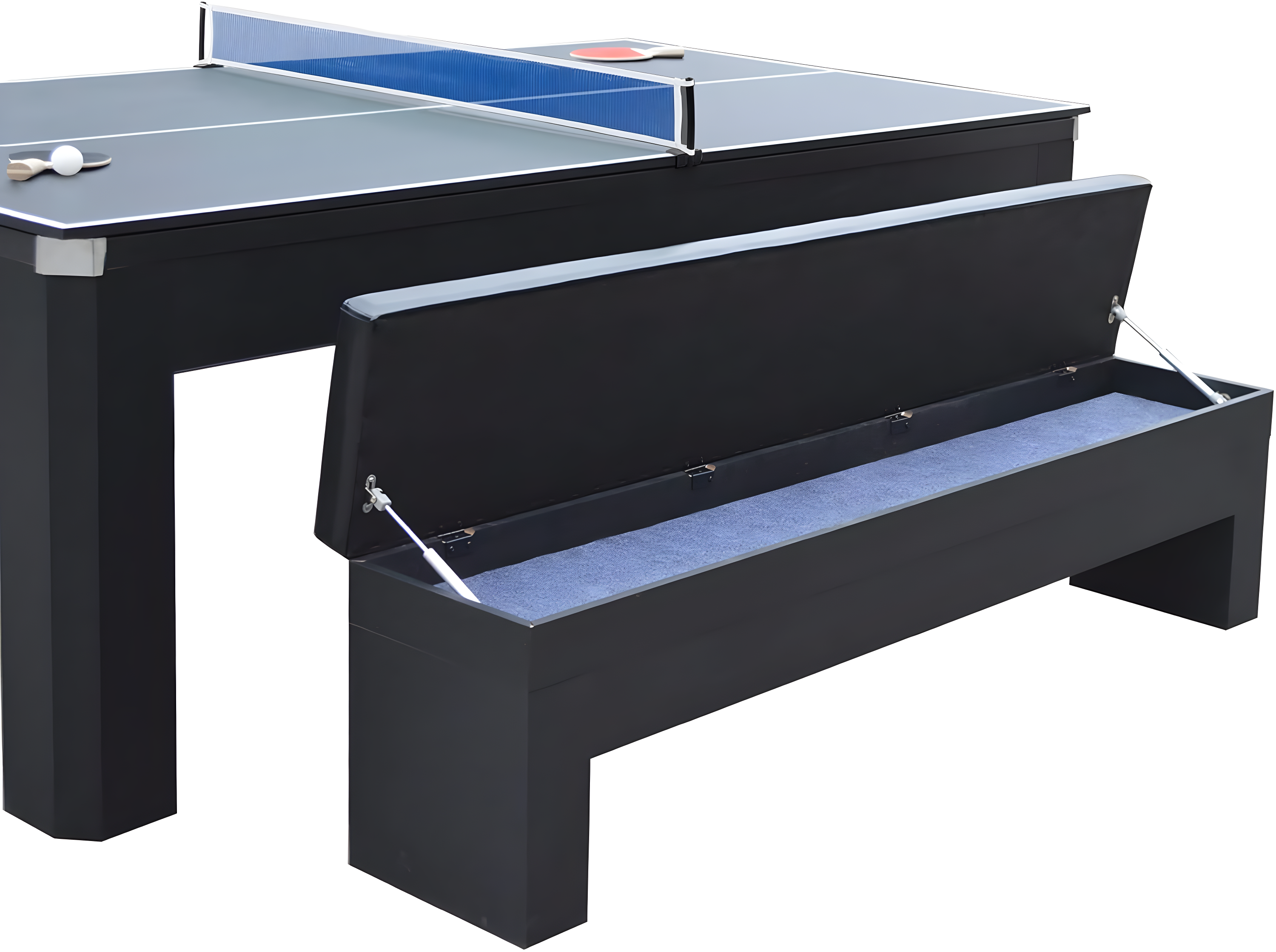 Hathaway Newport Stylish 7 Ft Multi Game Pool Table Combo with Dining Top and Ping Pong – Includes Benches for Home Storage and Accessories
