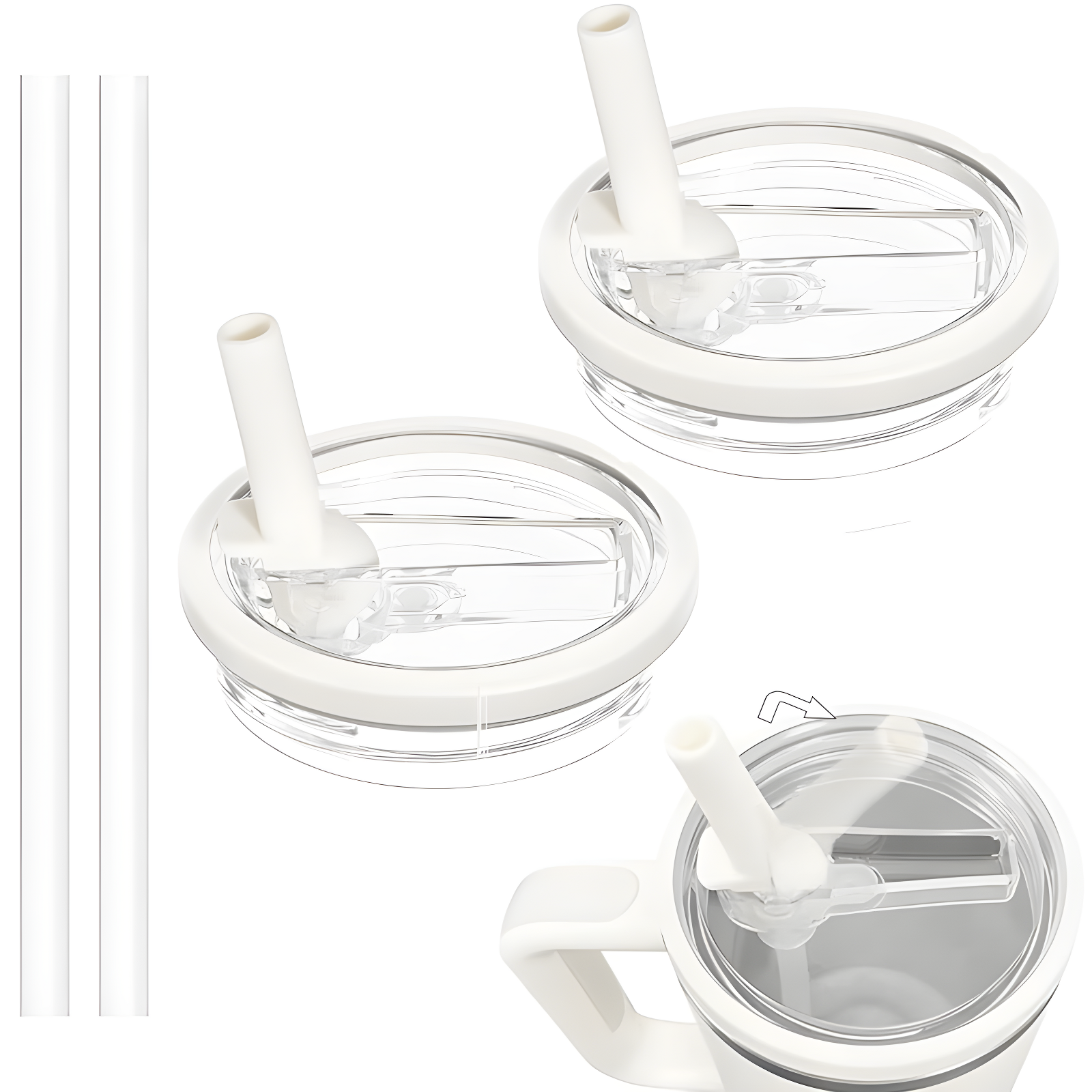 ANTAND 2 Pack 40 Oz Tumbler Flip Straw Lid Replacement Fit For Stanley Quencher, Leak Proof For Stanley Lid Replacement Spill Proof Reusable Tumbler Cover Compatible With 40oz Stanley Cup (Set of 2)