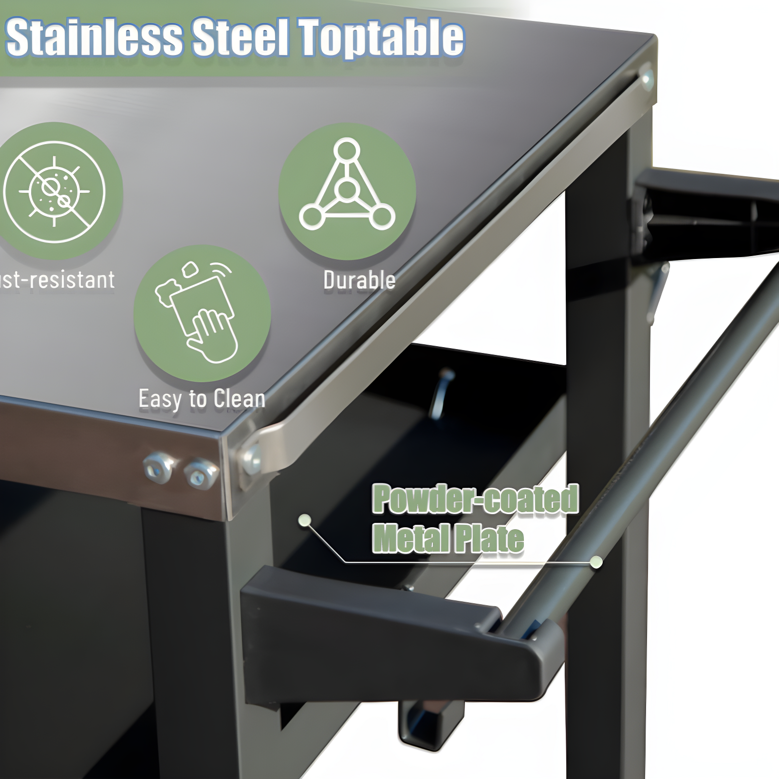 GZMWON 3-Shelf Outdoor Grill Table, Grill Cart Outdoor With Wheels, Pizza Oven Table And Food Prep Table, Blackstone Table Grill Stand  Blackstone Griddle  Outside BBQ