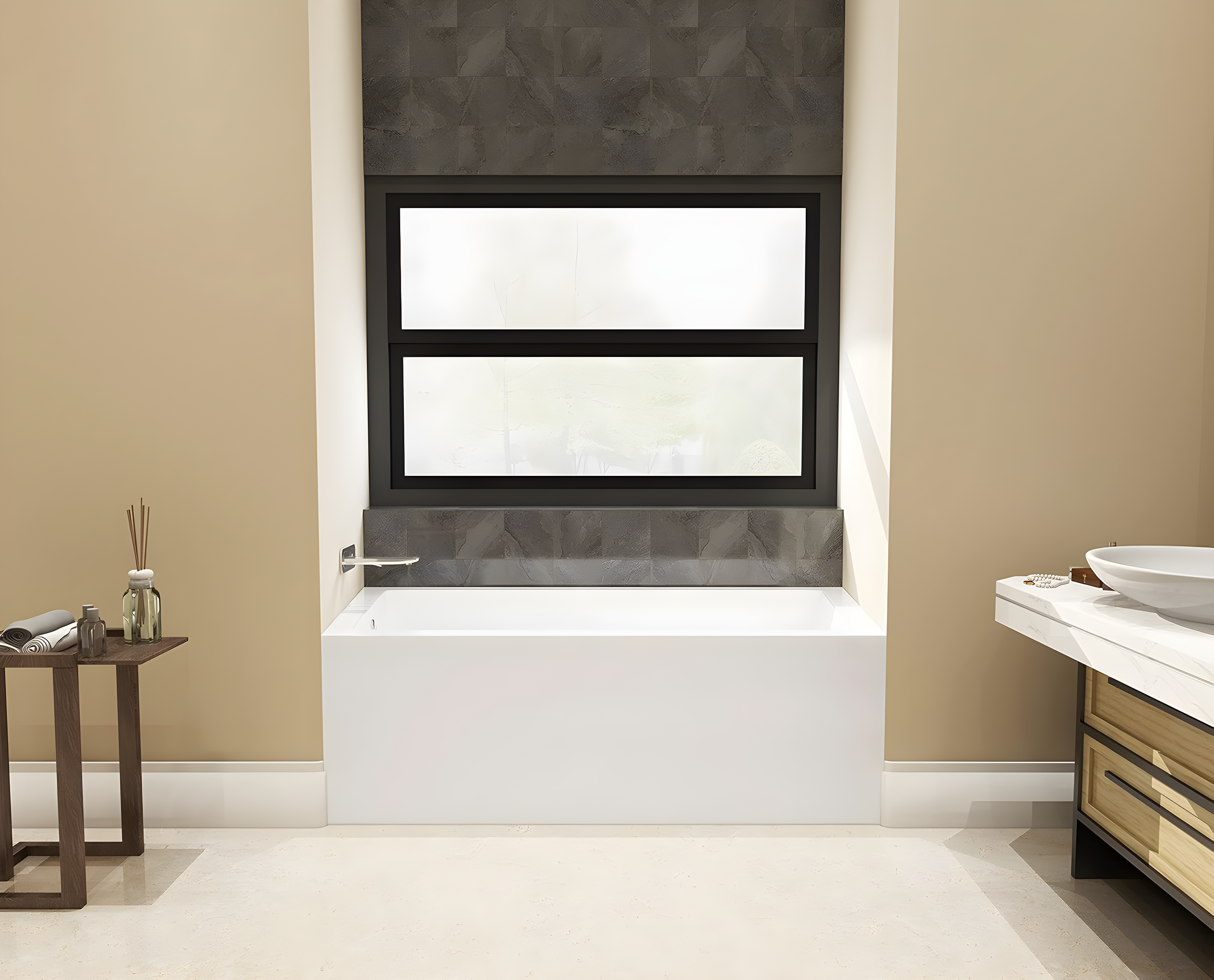 Kingston Brass Aqua Eden 60-Inch Acrylic Rectangular 3-Wall Alcove Tub