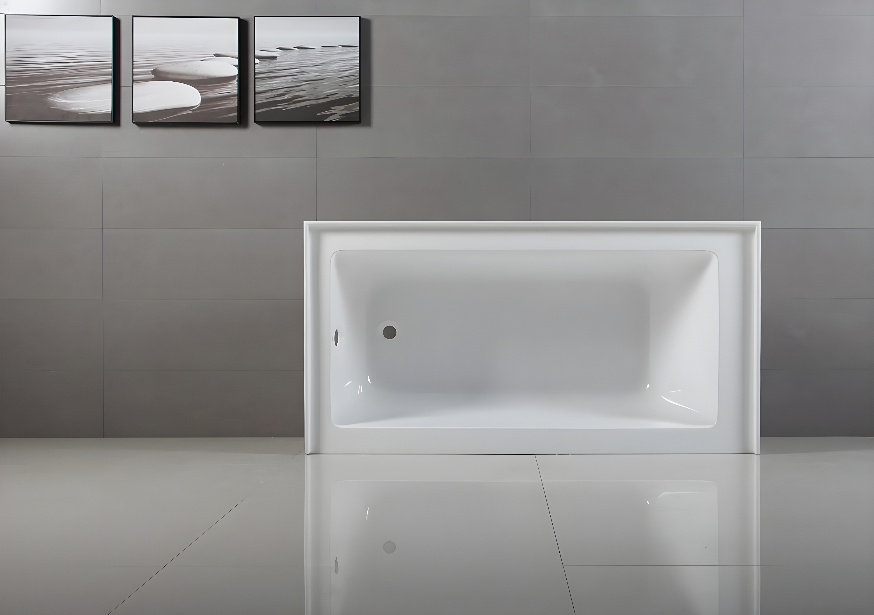 Kingston Brass Aqua Eden 60-Inch Acrylic Rectangular 3-Wall Alcove Tub