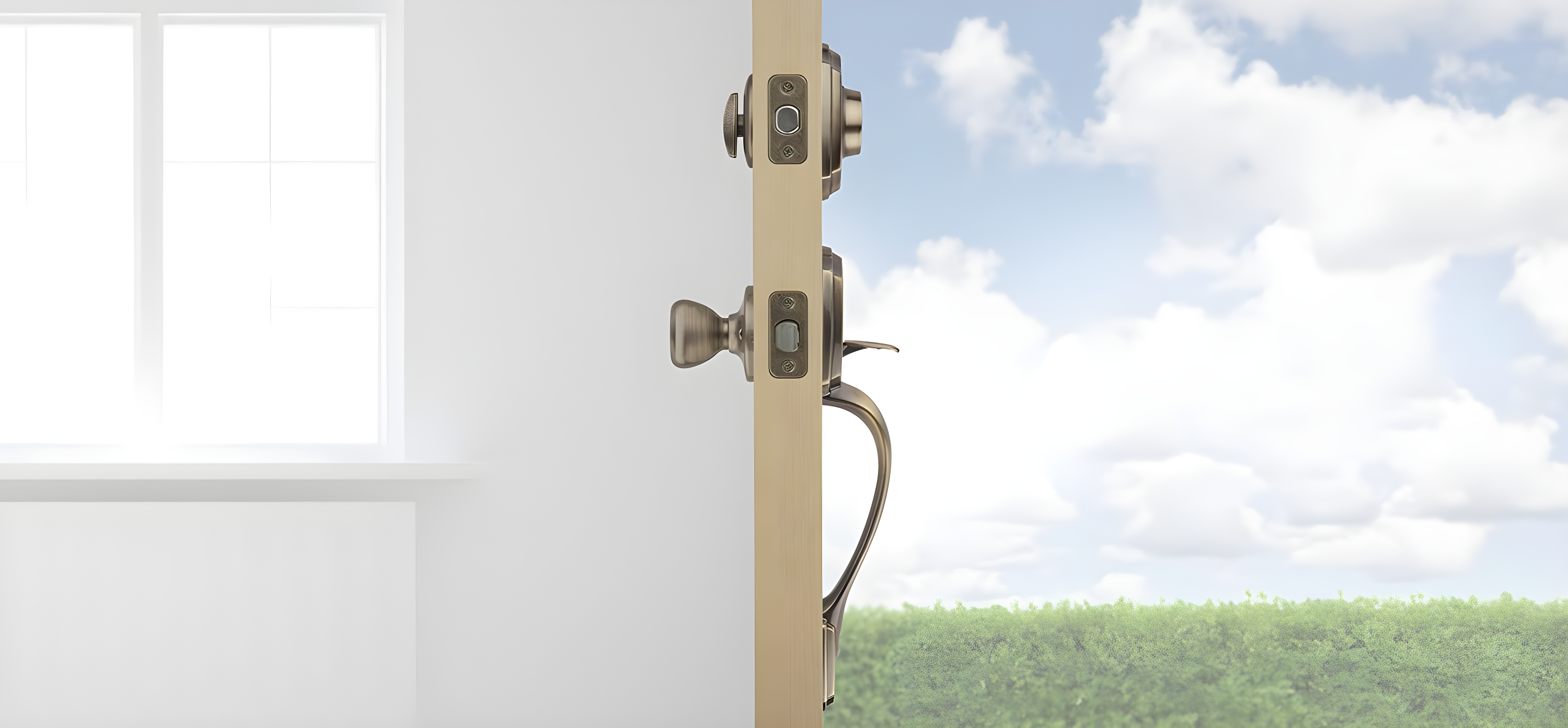 Handleset with Deadbolt and Door Two Piece and Rosette