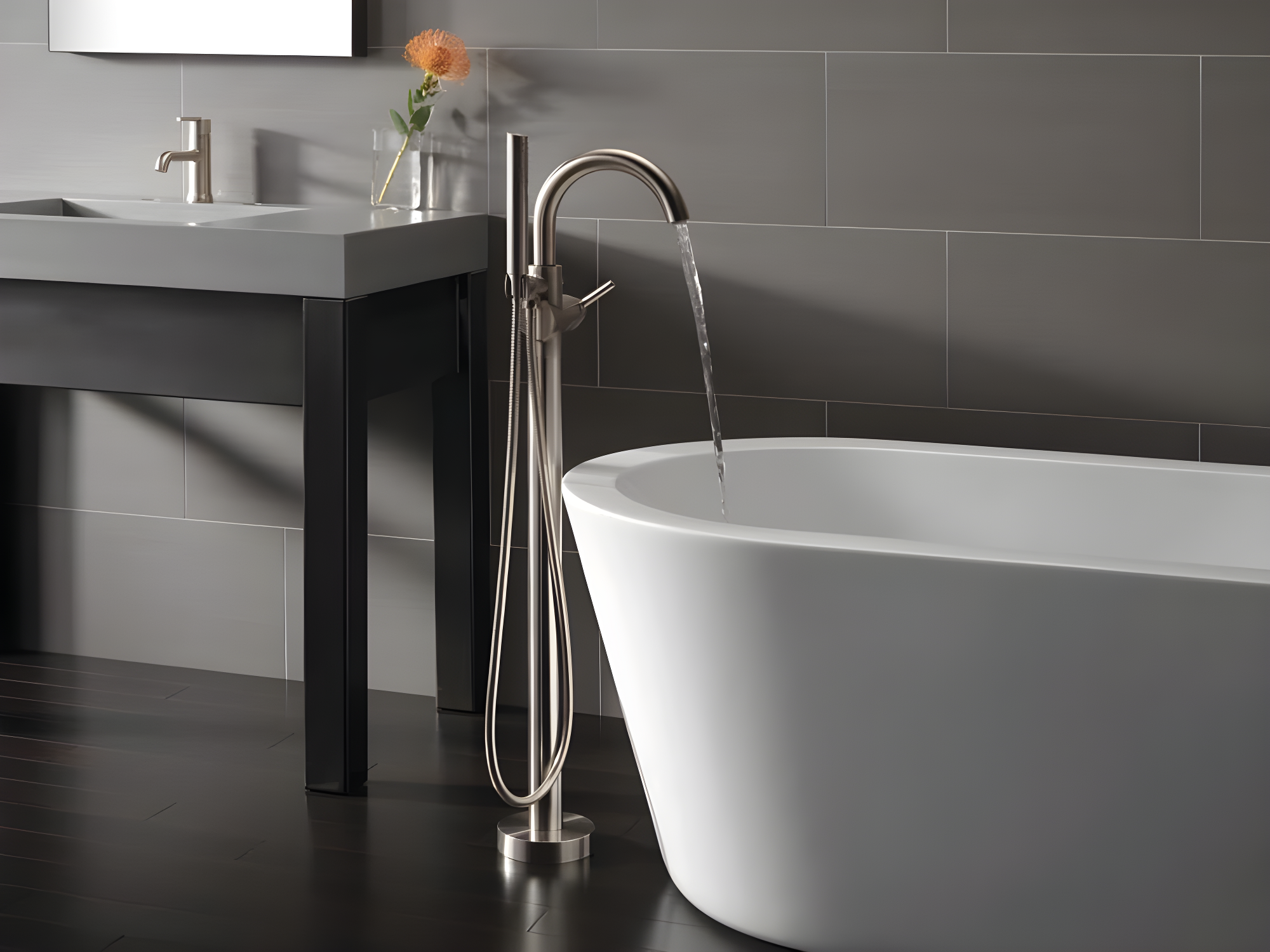 Trinsic Single Handle Floor Mounted Freestanding Tub Filler
