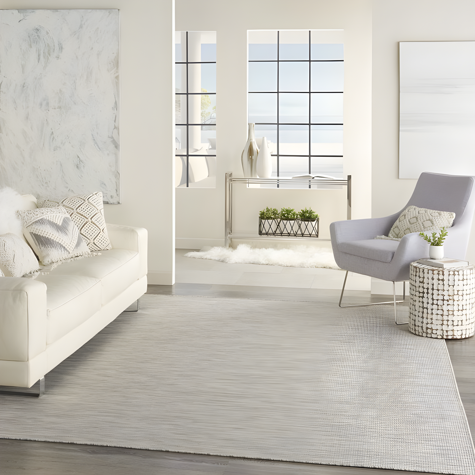 Nourison Positano POS01 Indoor/outdoor Area Rug - Lt Grey 6' x 9'