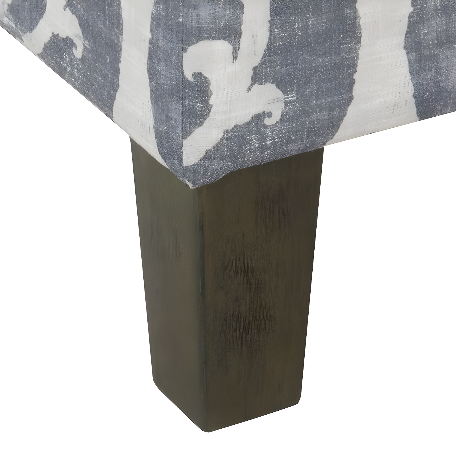 Medium Storage Ottoman Gray/Blue - HomePop: Upholstered Rectangular Footstool with Damask Pattern, Plywood & Hardwood Frame