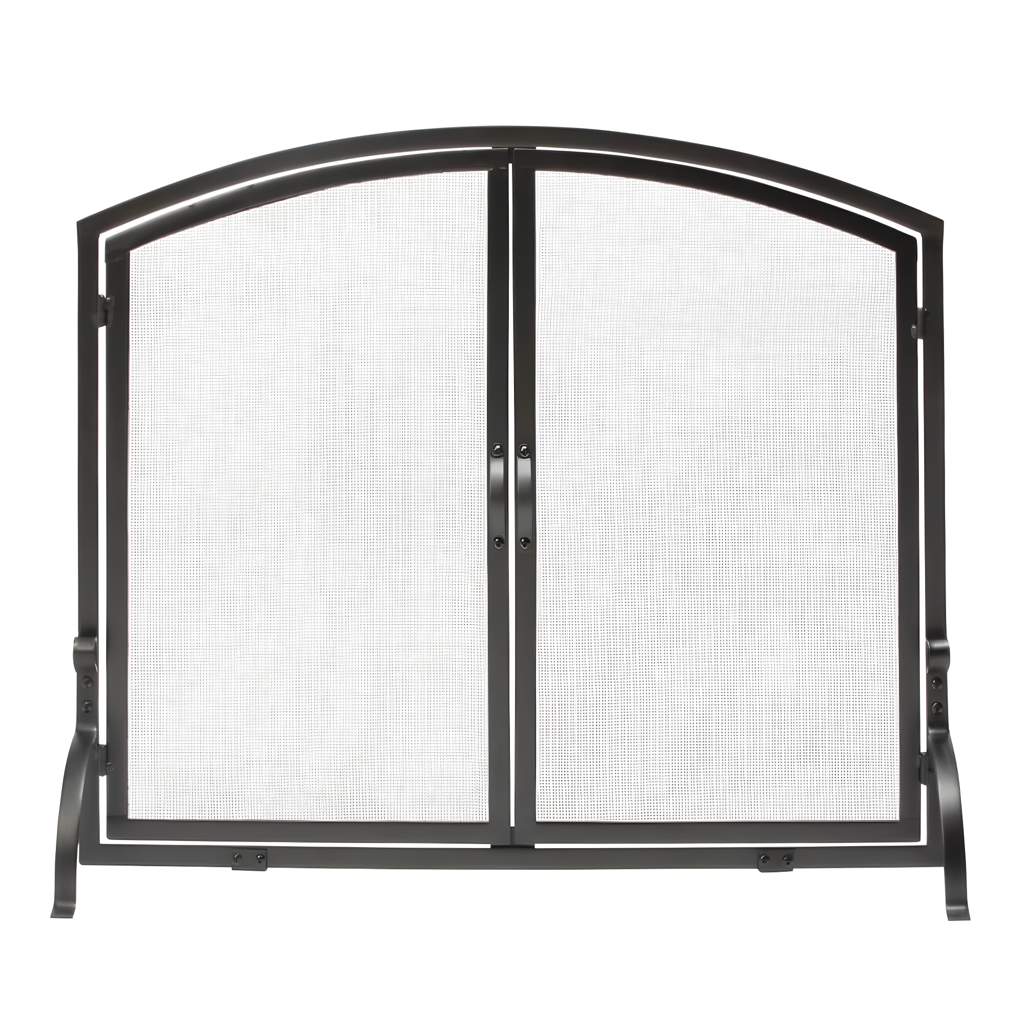 UniFlame Single Panel Black Wrought Iron Screen with Doors