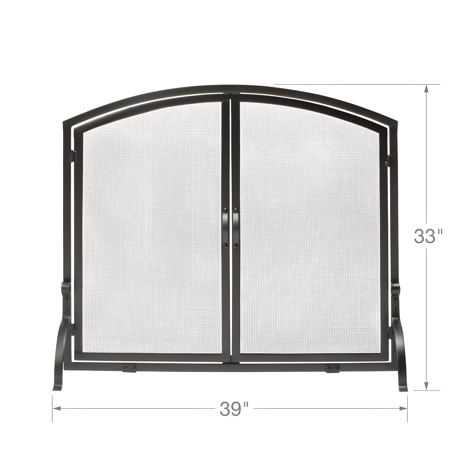 UniFlame Single Panel Black Wrought Iron Screen with Doors
