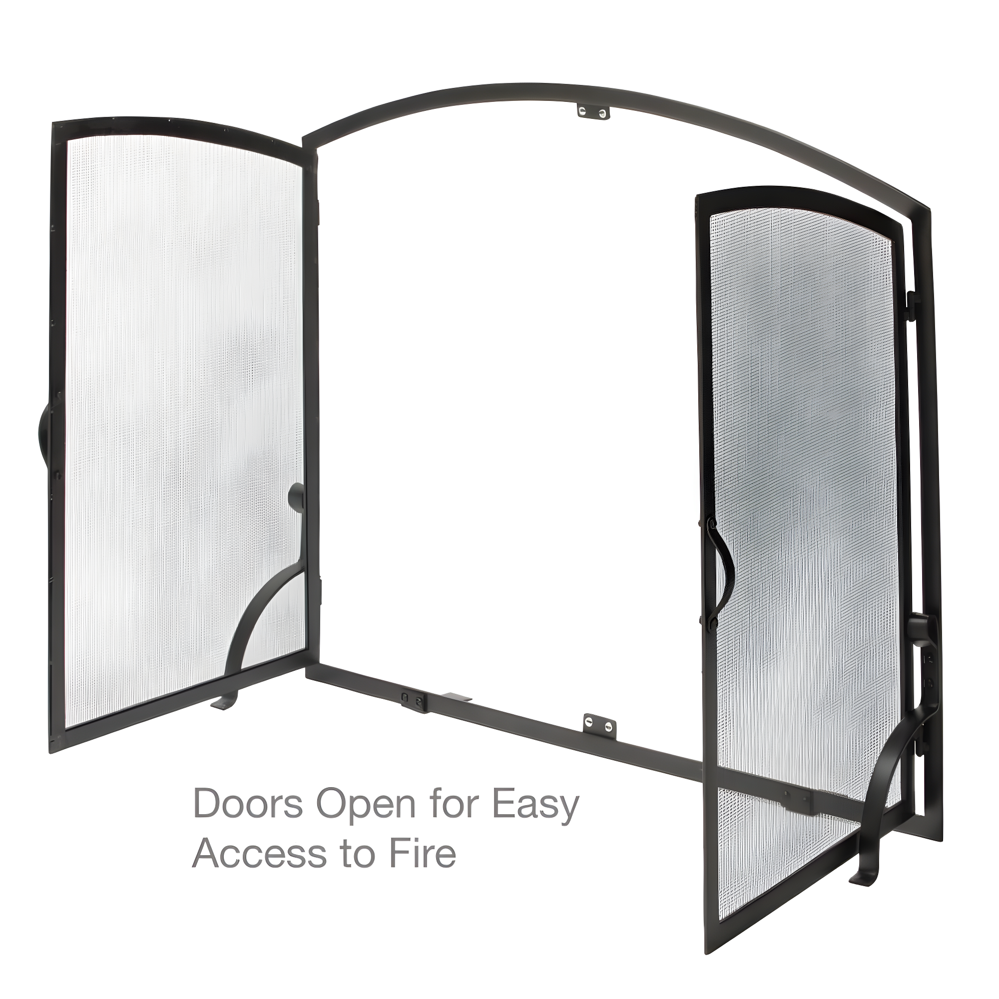 UniFlame Single Panel Black Wrought Iron Screen with Doors
