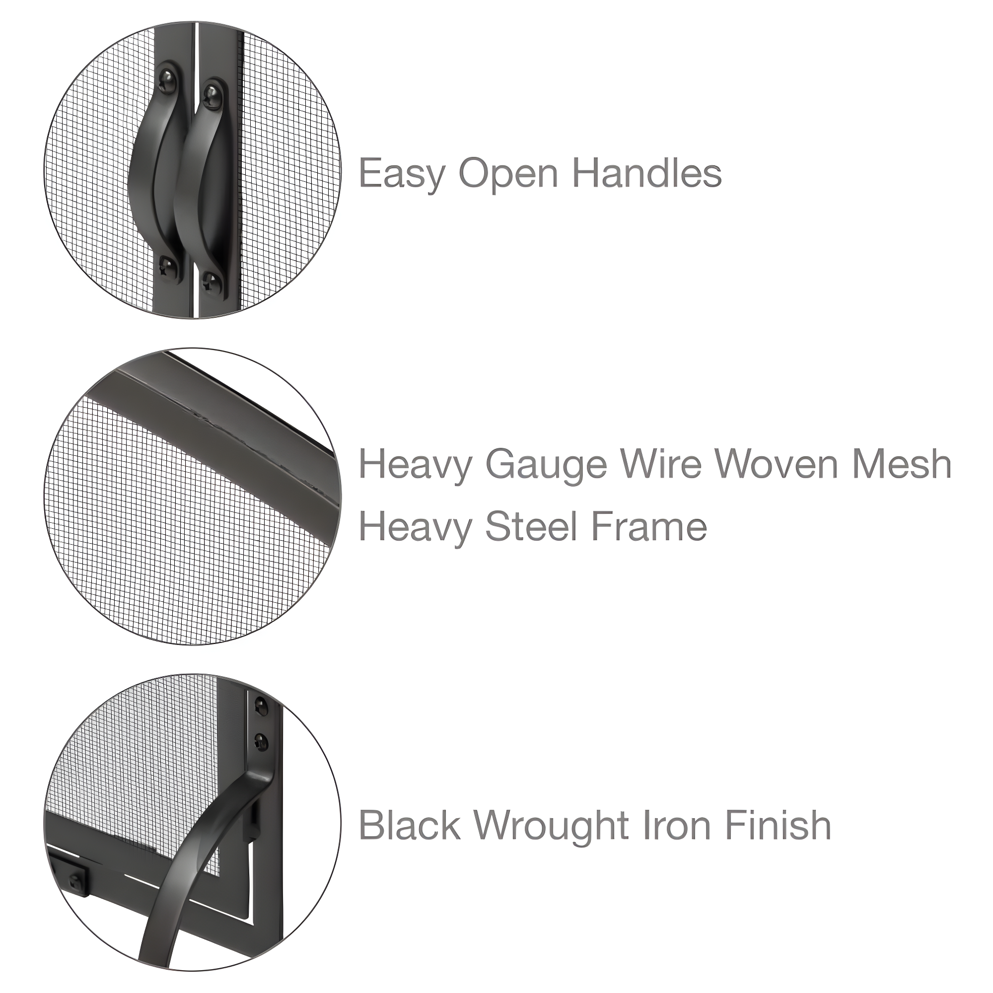 UniFlame Single Panel Black Wrought Iron Screen with Doors