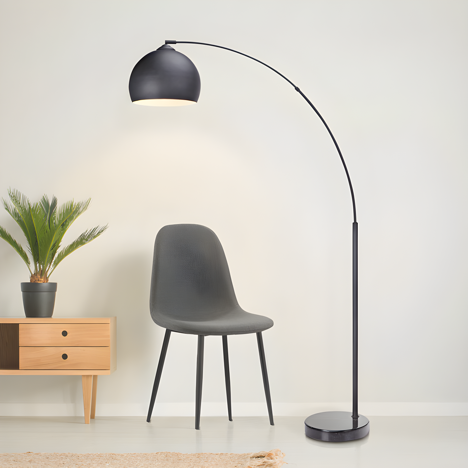 Wrought Studio™ Perlis 66.93" Arc Floor Lamp with Solid Marble Base