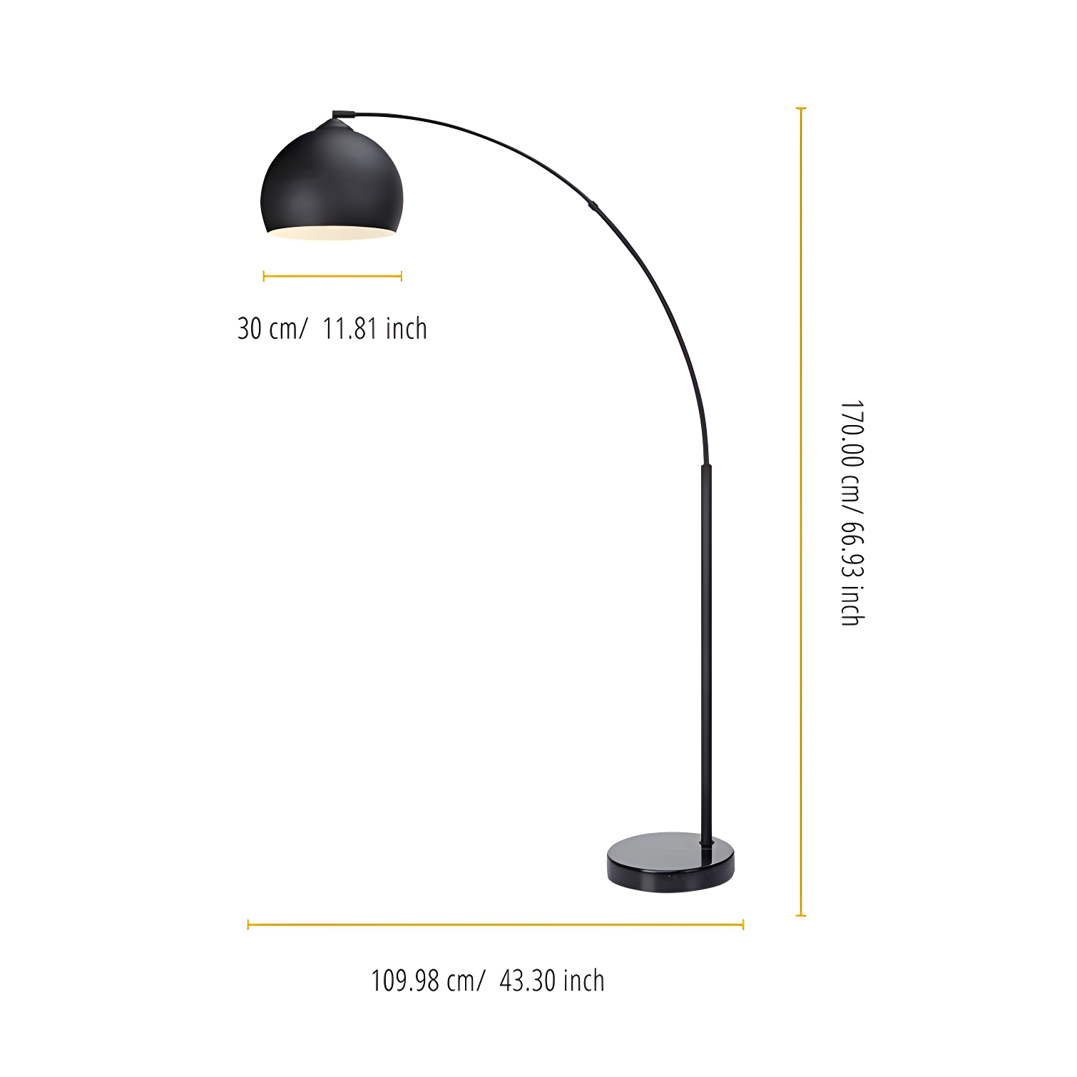 Wrought Studio™ Perlis 66.93" Arc Floor Lamp with Solid Marble Base