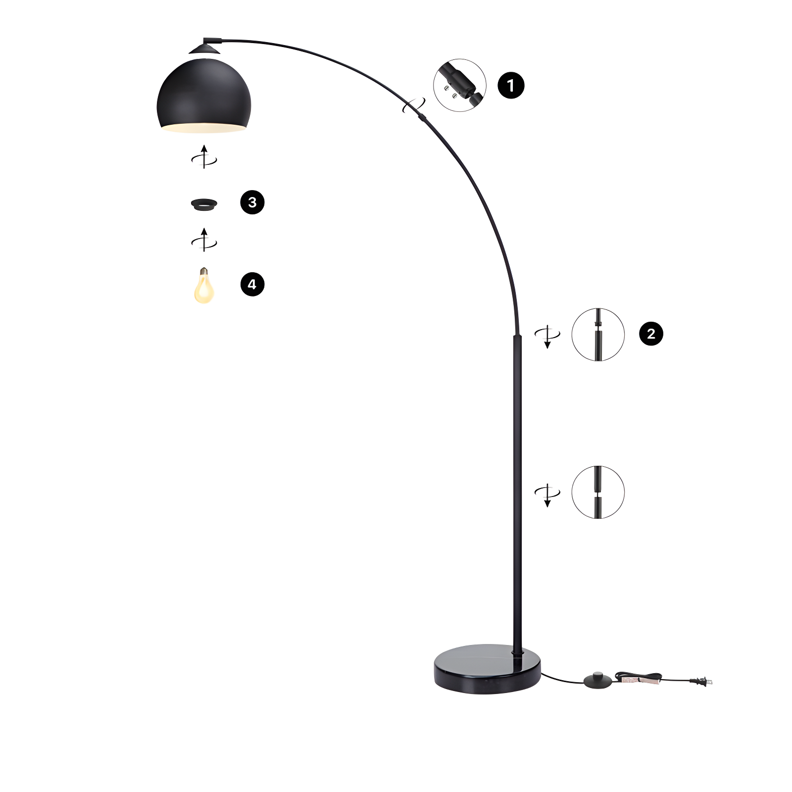 Wrought Studio™ Perlis 66.93" Arc Floor Lamp with Solid Marble Base