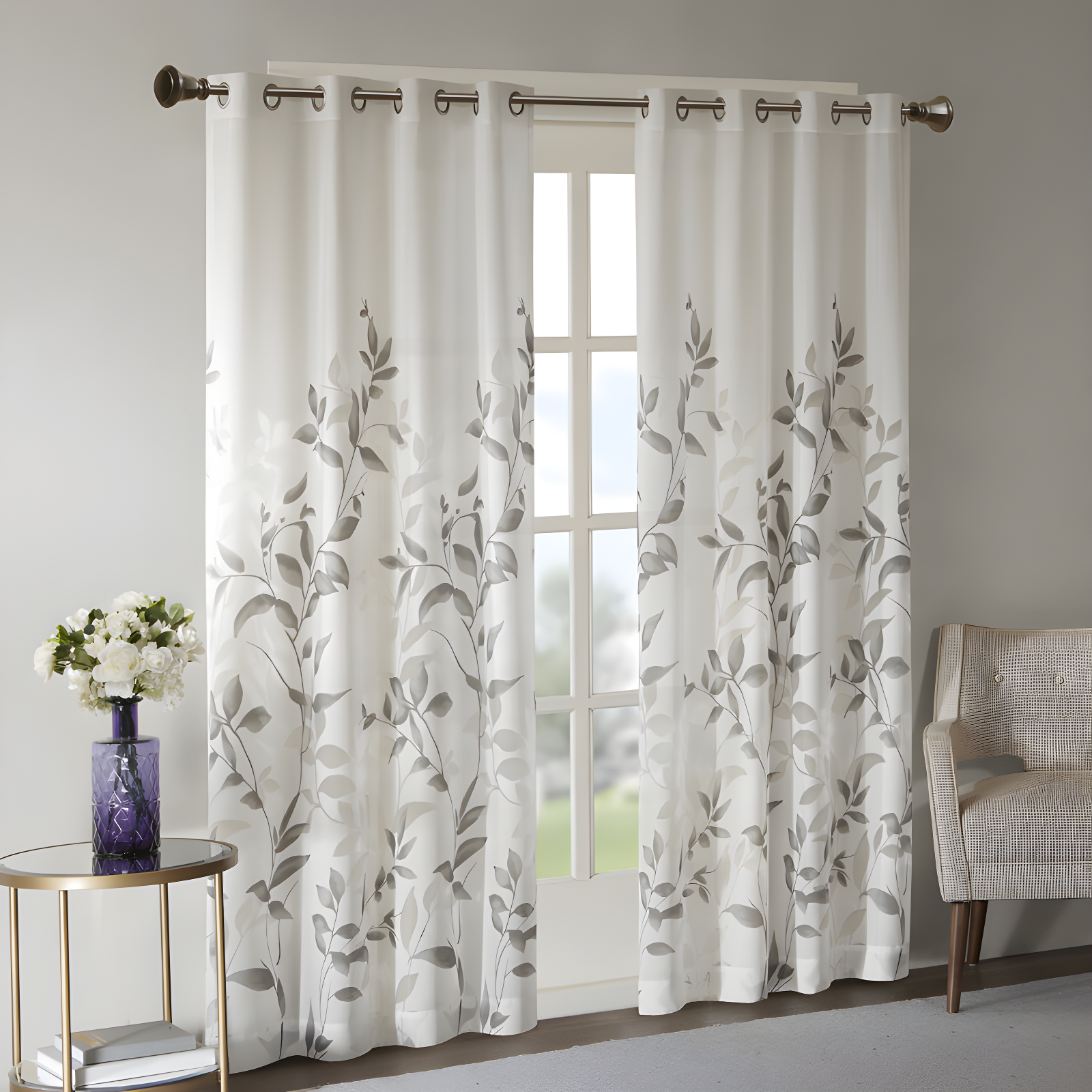 Cecily Burnout Printed Curtain Panel Pair (Set of 2)
