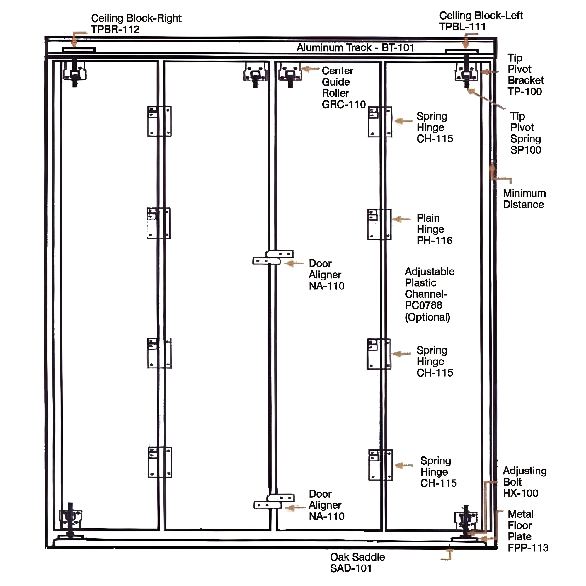 96'' Solid + Manufactured Wood Mirrored Bi-Fold Door