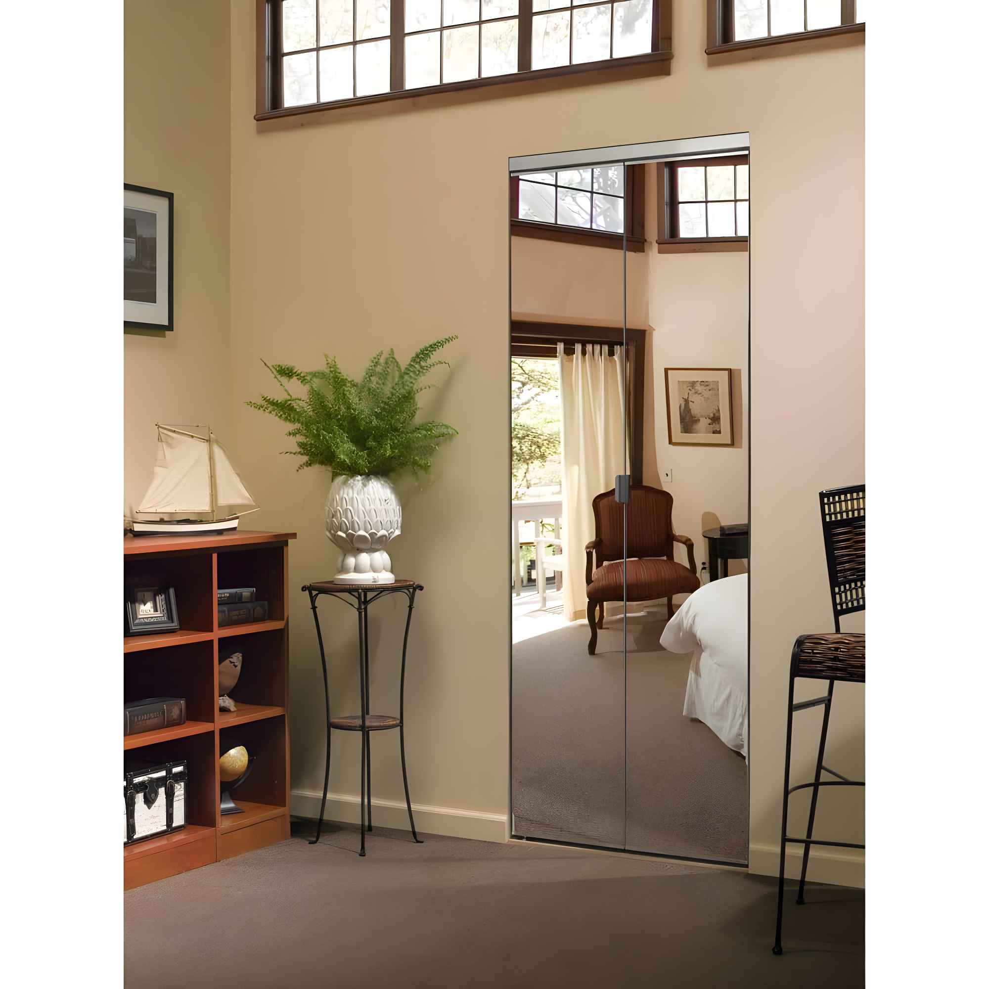 96'' Solid + Manufactured Wood Mirrored Bi-Fold Door