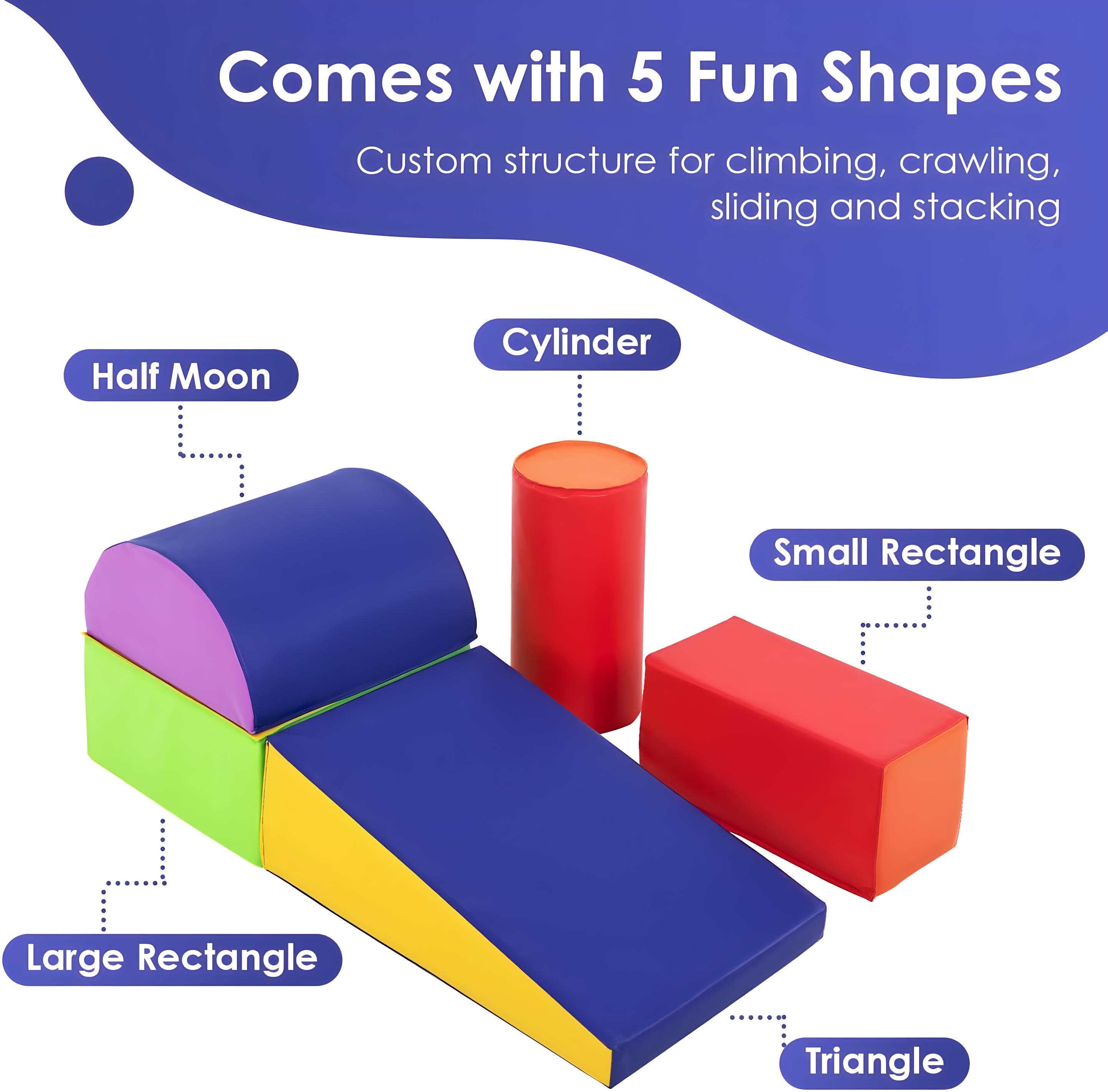 FDW Climbing Toys Soft Play Climbing 5-Piece for Toddlers and Kids, CM