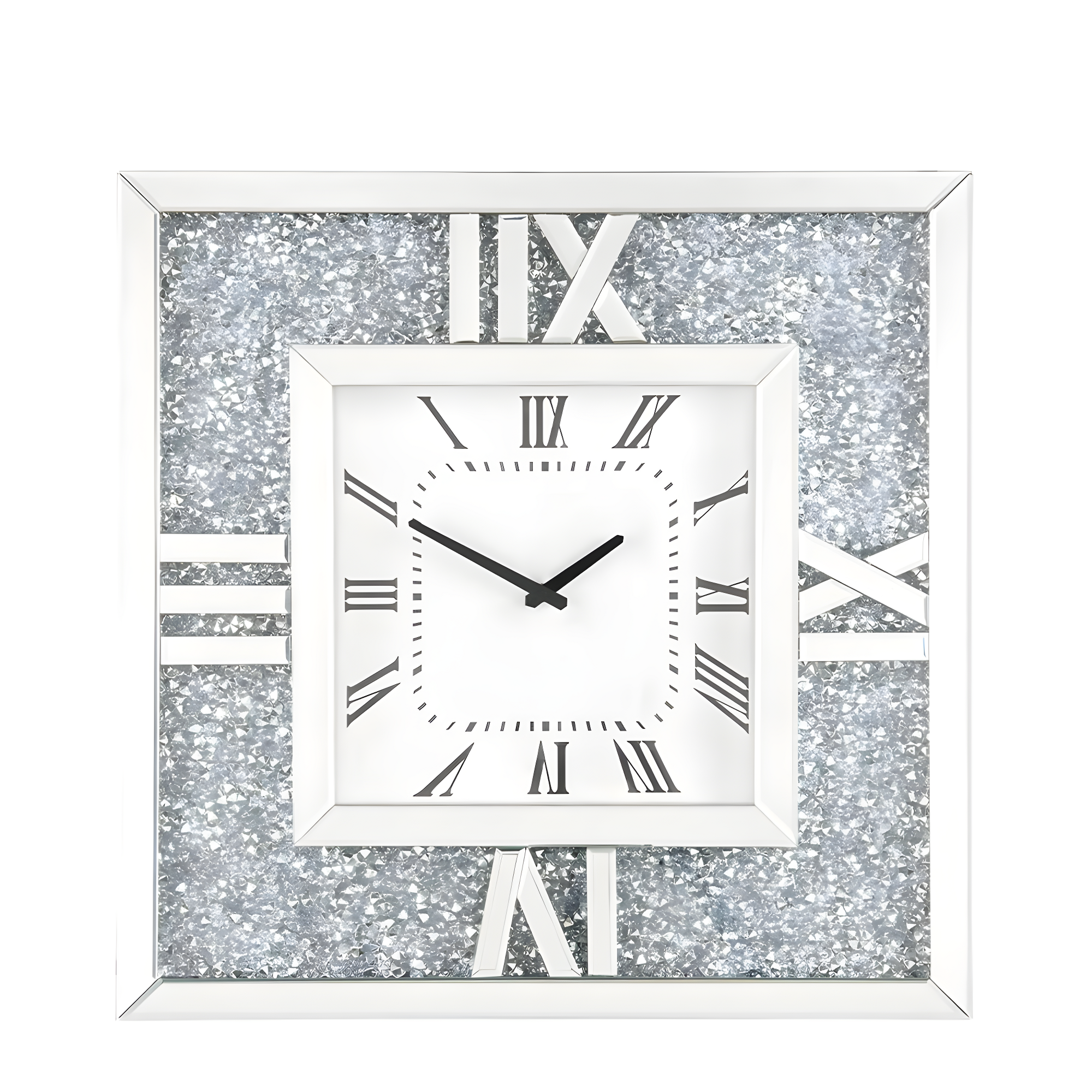 Noralie Wall Clock in Mirrored & Faux Diamonds