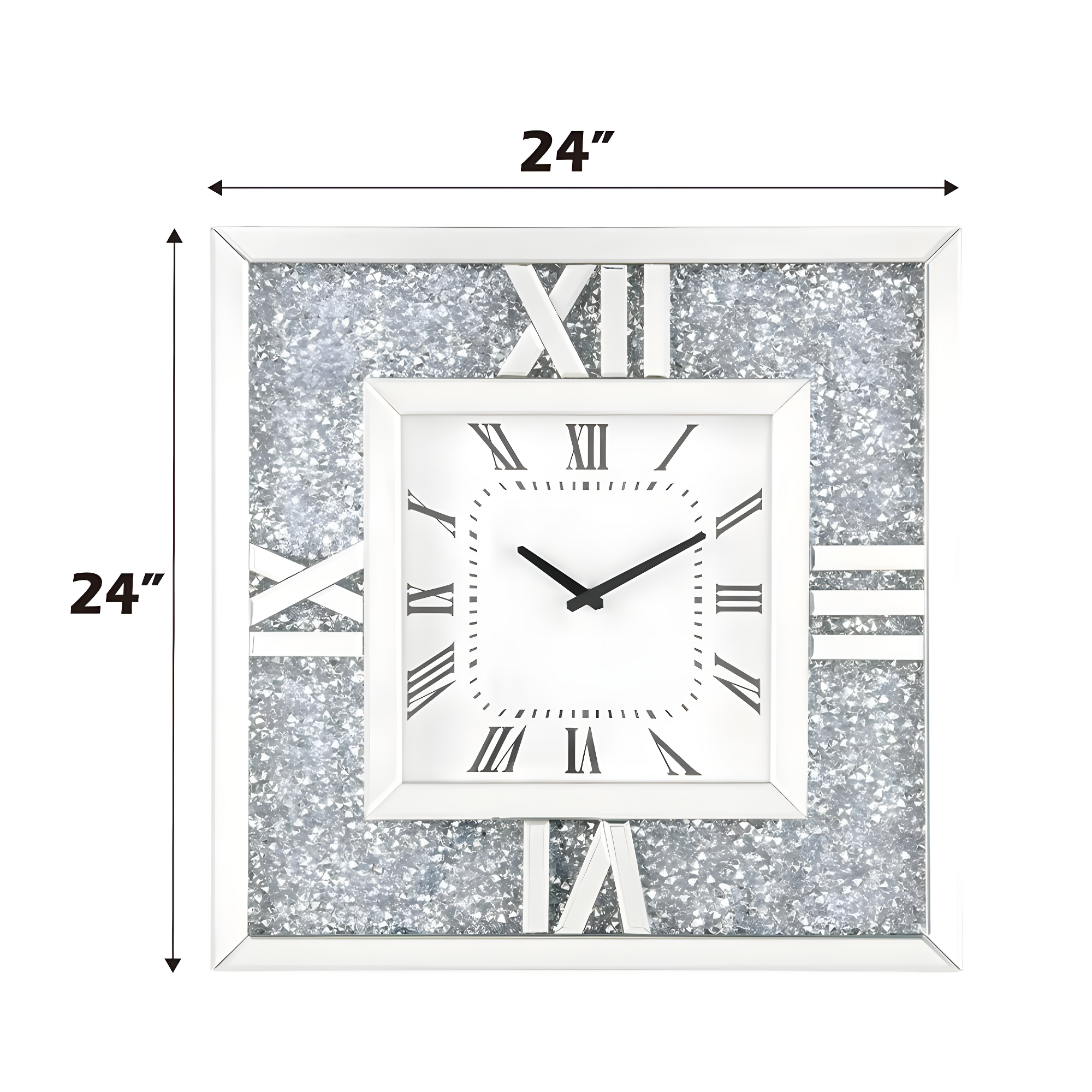 Noralie Wall Clock in Mirrored & Faux Diamonds