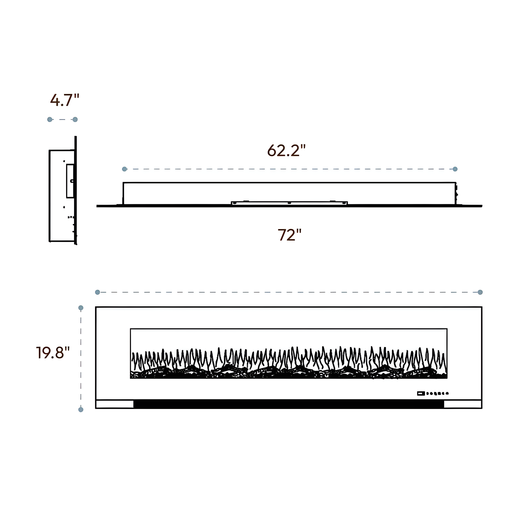 Cambridge Cambridge Wall Mount Electric Fireplace Heater with Remote Control for Indoor Use in Living Room, Bedroom, Home Office