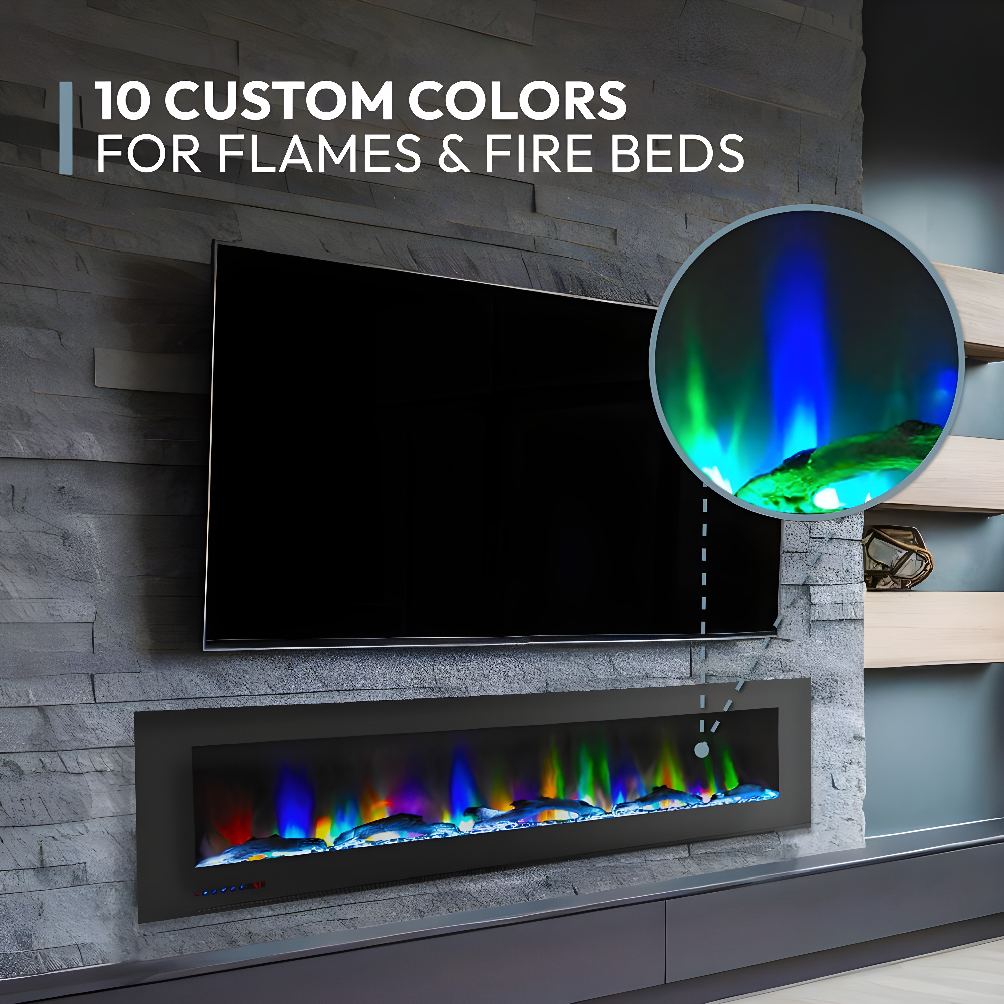 Cambridge Cambridge Wall Mount Electric Fireplace Heater with Remote Control for Indoor Use in Living Room, Bedroom, Home Office